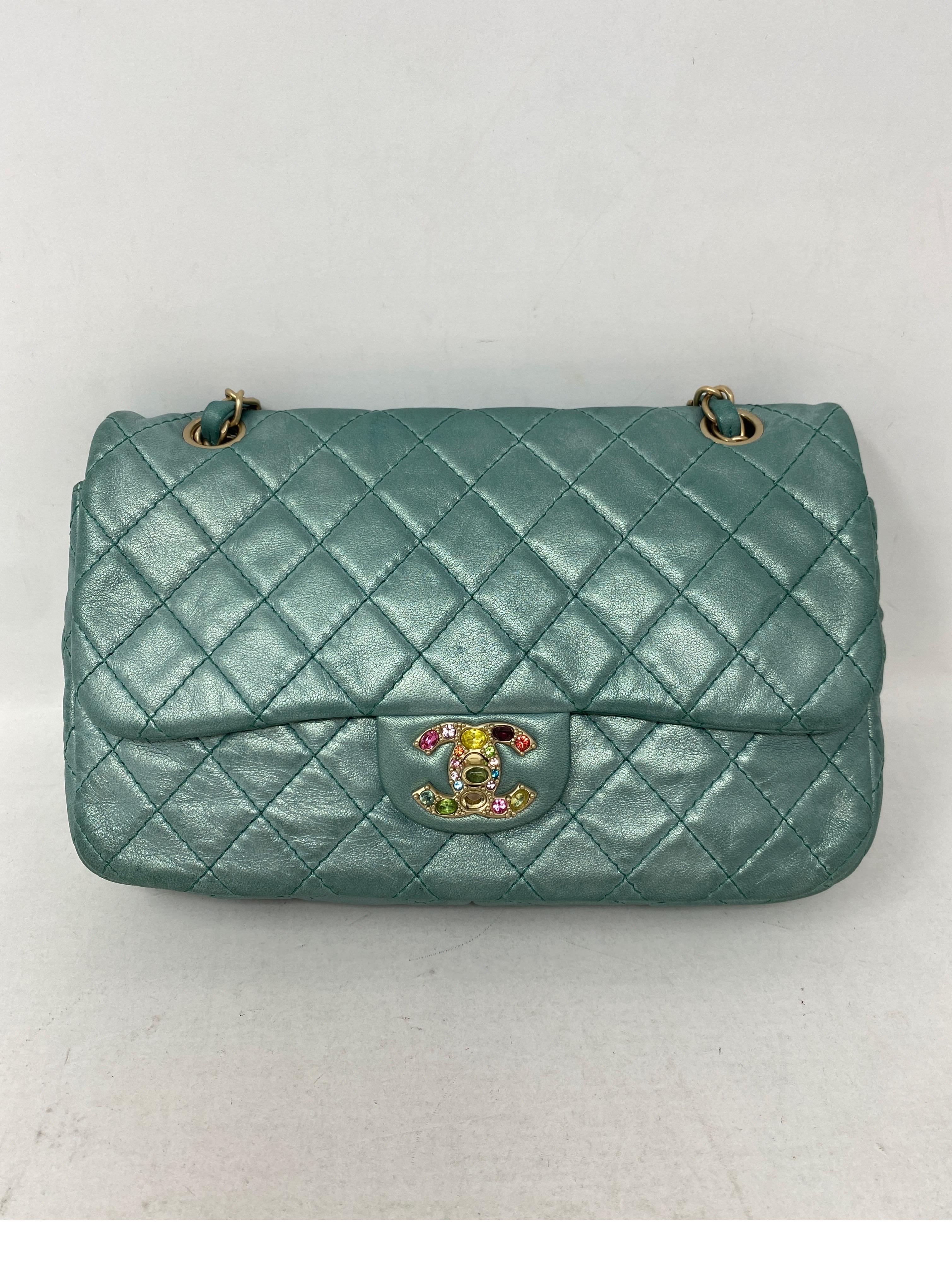 Chanel Teal Jeweled Bag 6