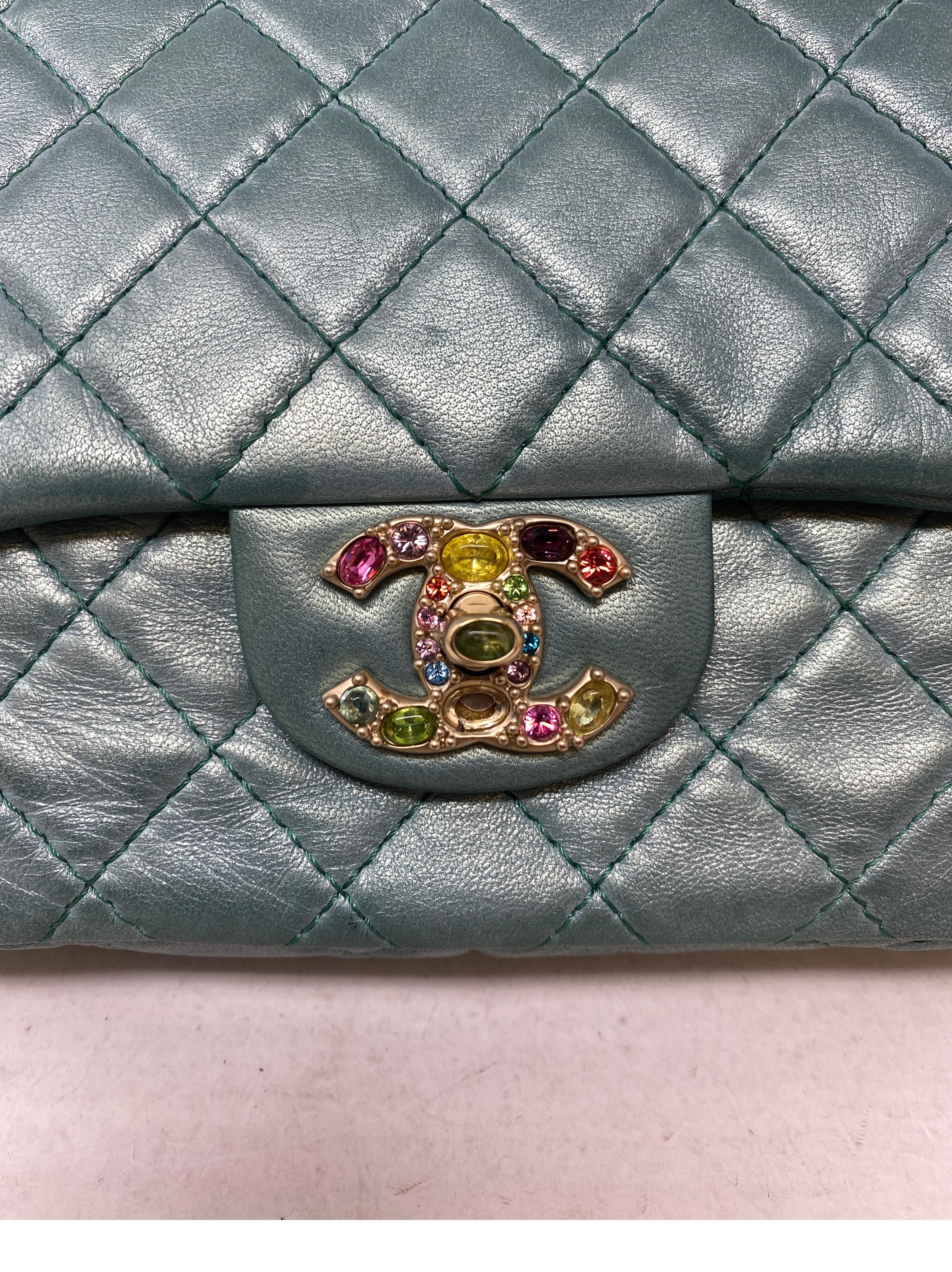 Chanel Teal Jeweled Bag  In Fair Condition In Athens, GA