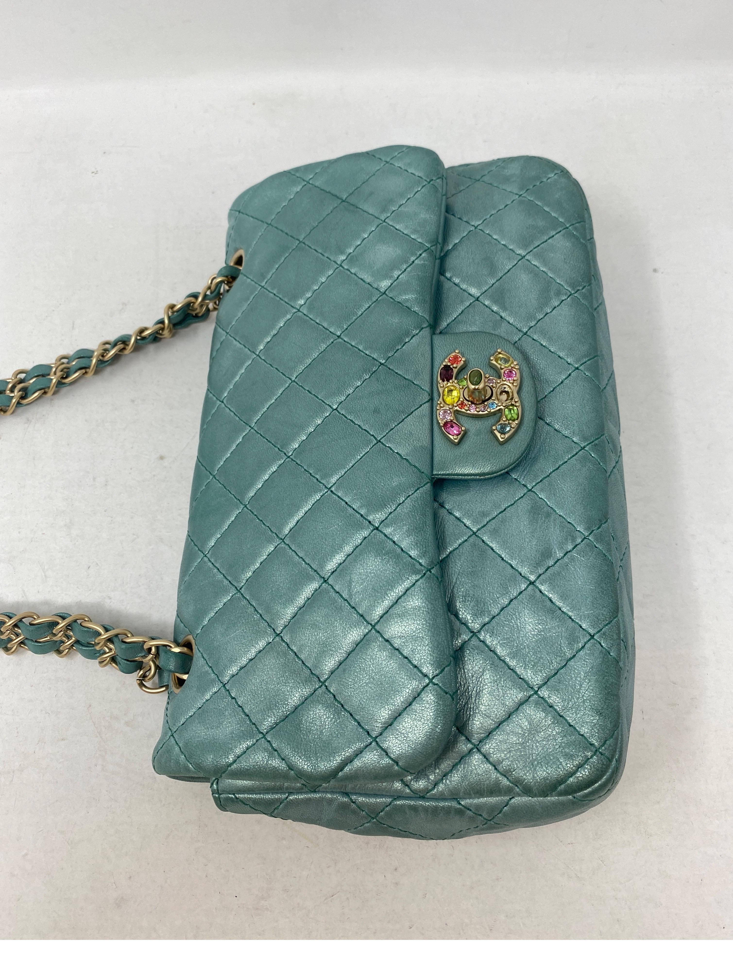 Chanel Teal Jeweled Bag 1