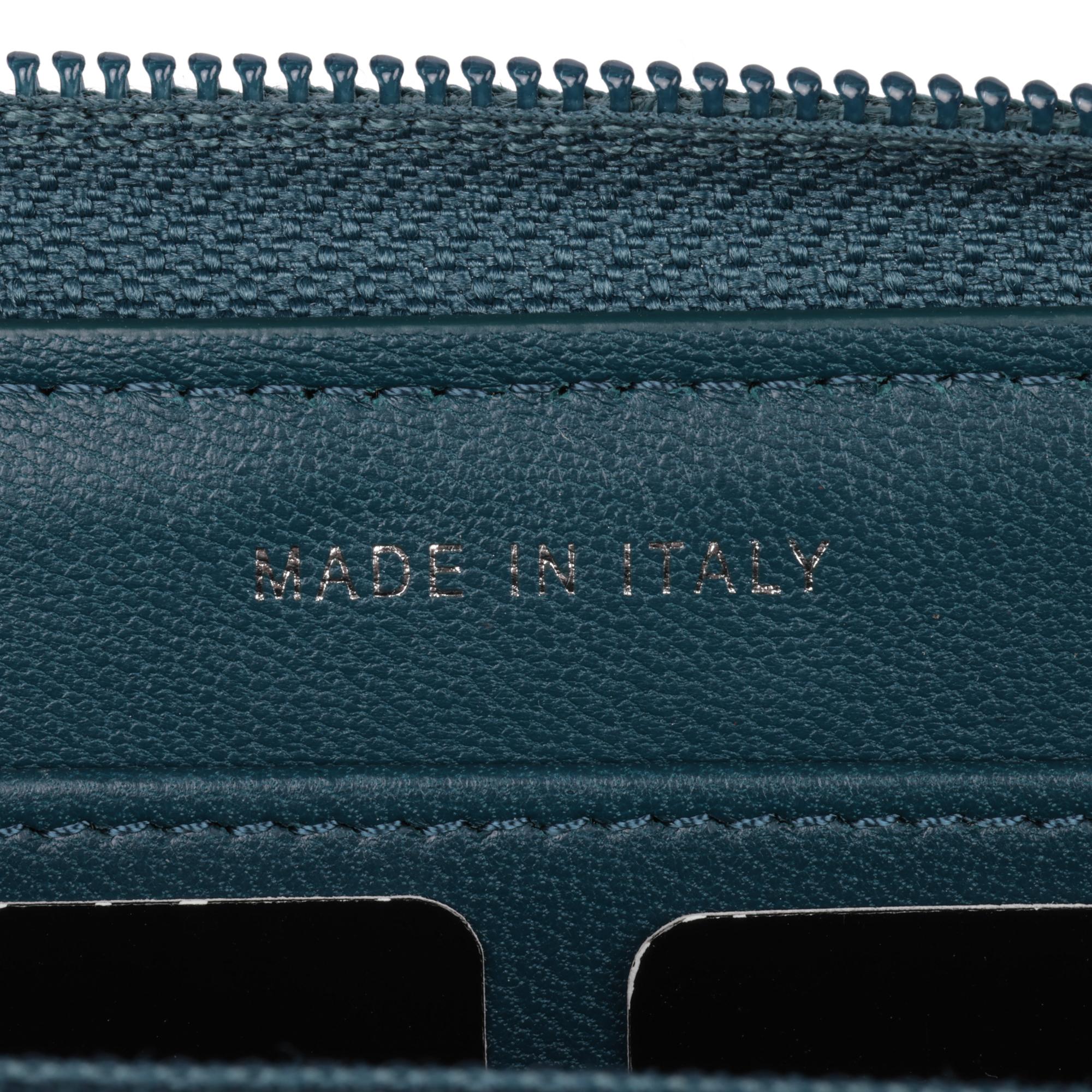 Women's Chanel Teal Lambskin Leather Boy Matrasse Long Wallet For Sale