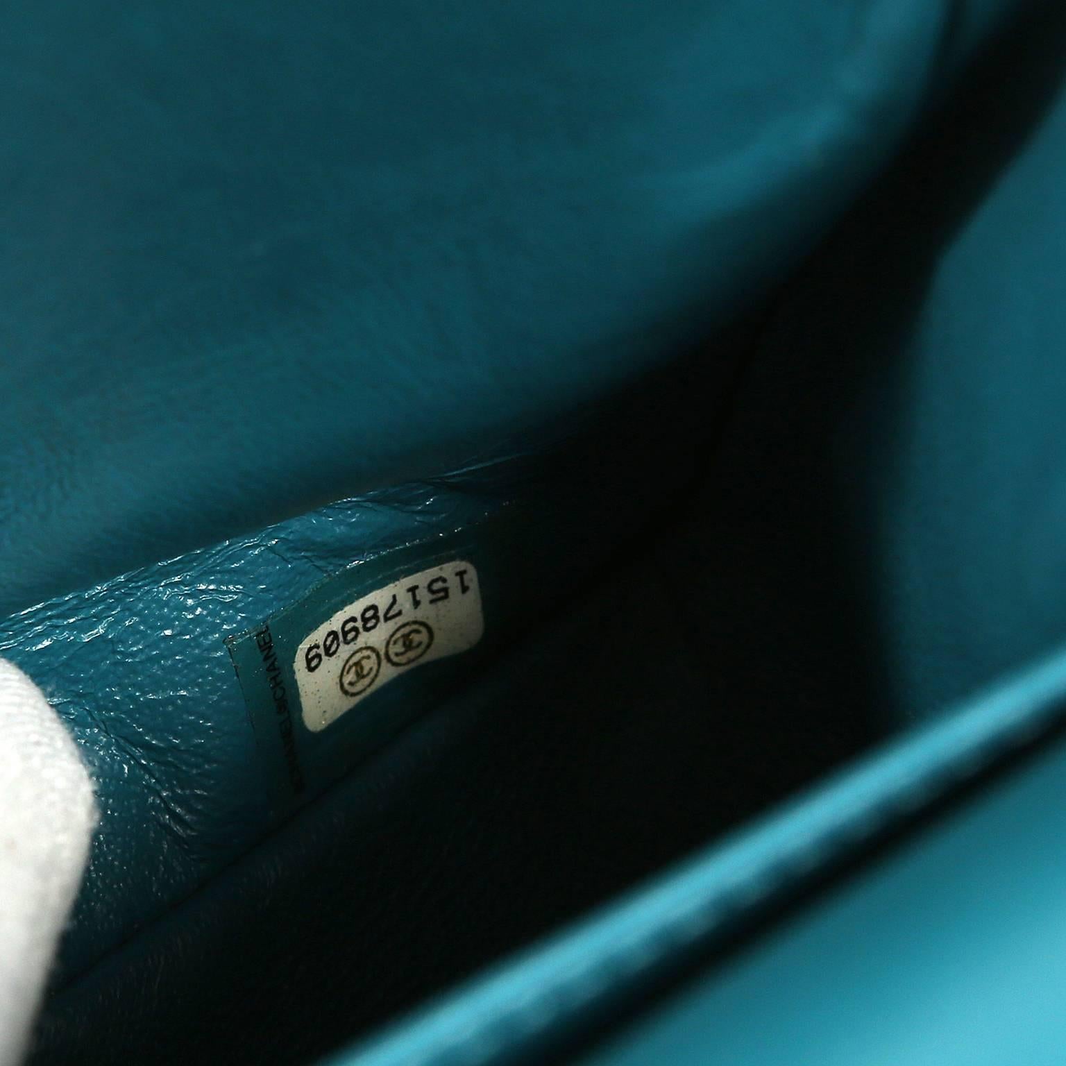 Chanel Teal Lambskin Medium Classic Double Flap Bag 5