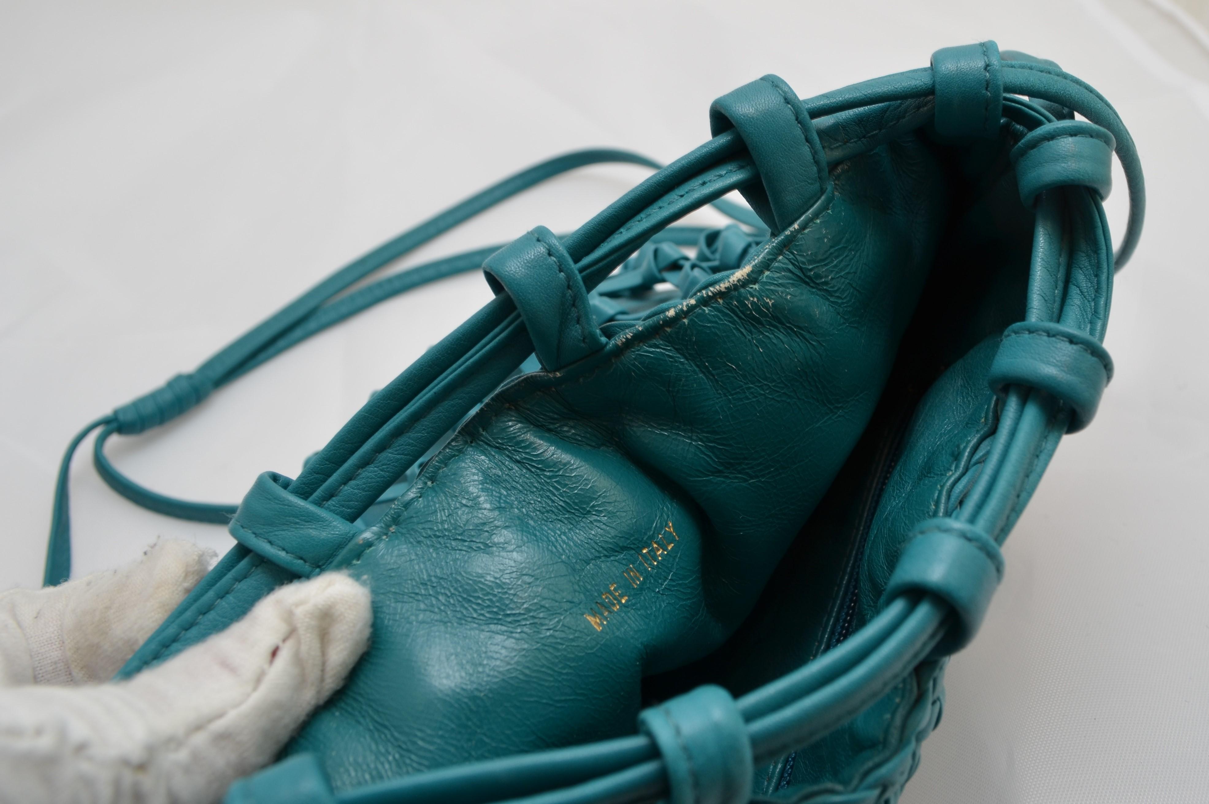 Chanel Teal Leather Knot Bucket Bag 4