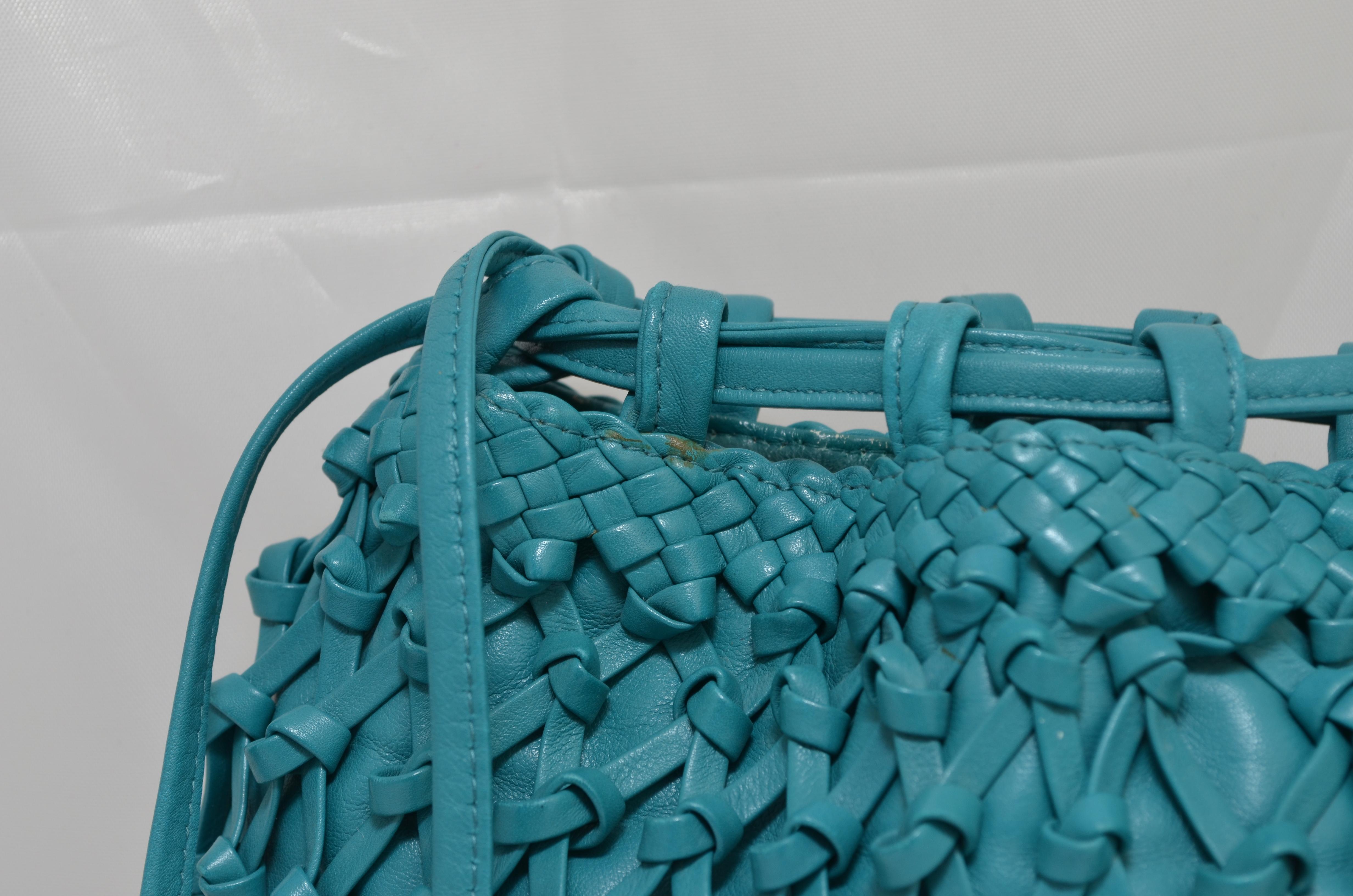 Chanel Teal Leather Knot Bucket Bag 2