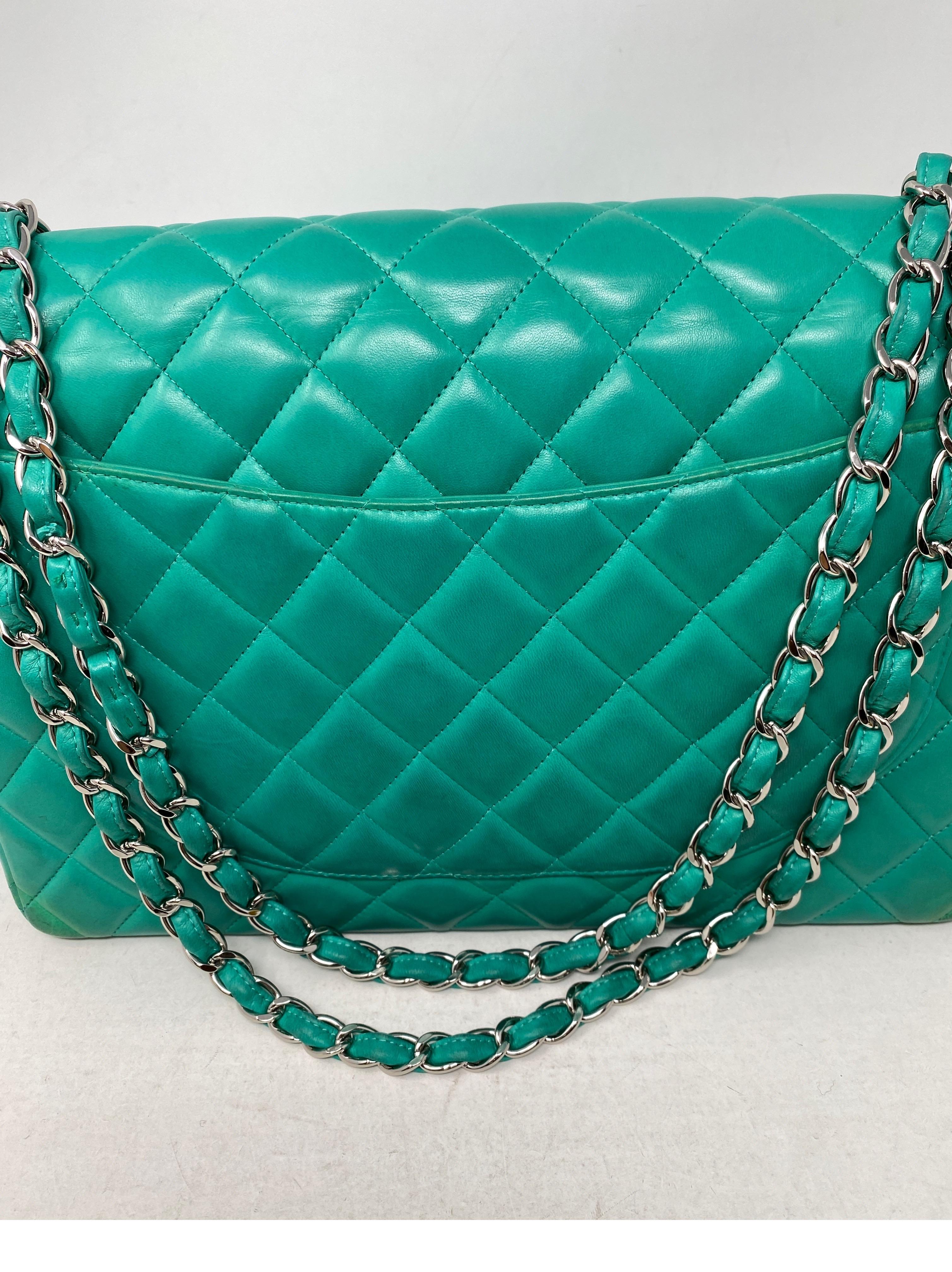 Chanel Teal Maxi Double Flap Bag 4