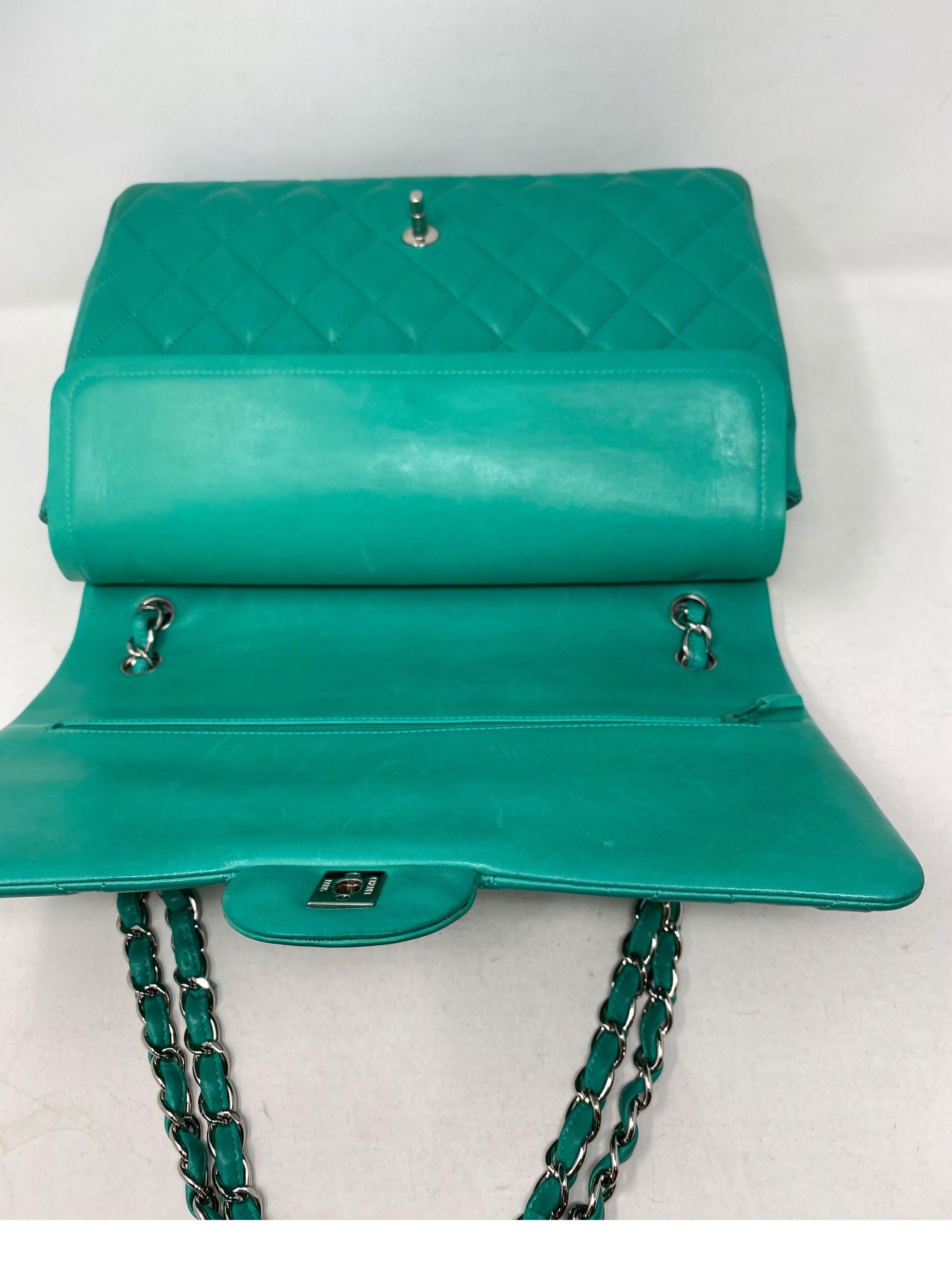 Chanel Teal Maxi Double Flap Bag 9