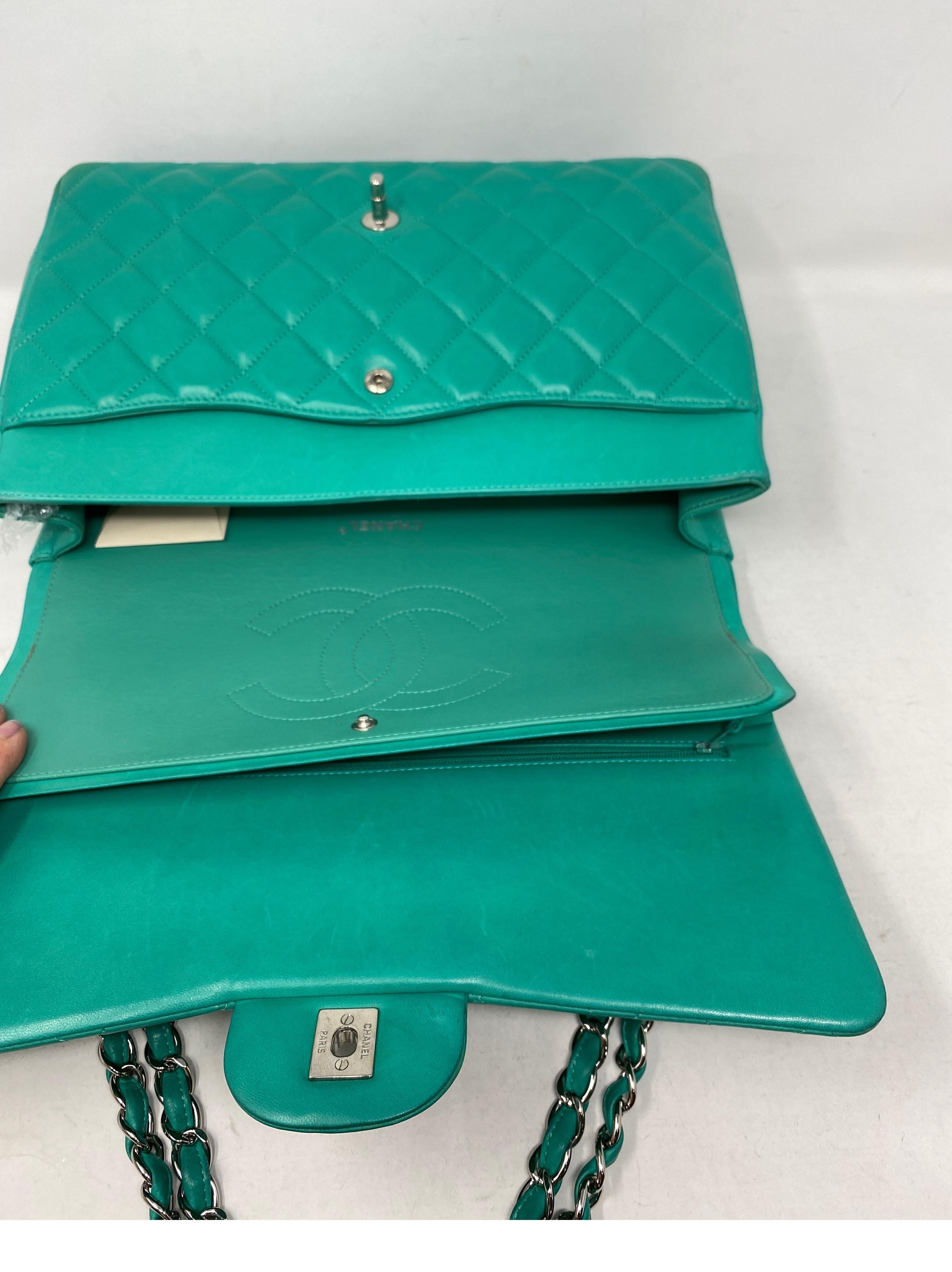Chanel Teal Maxi Double Flap Bag 10