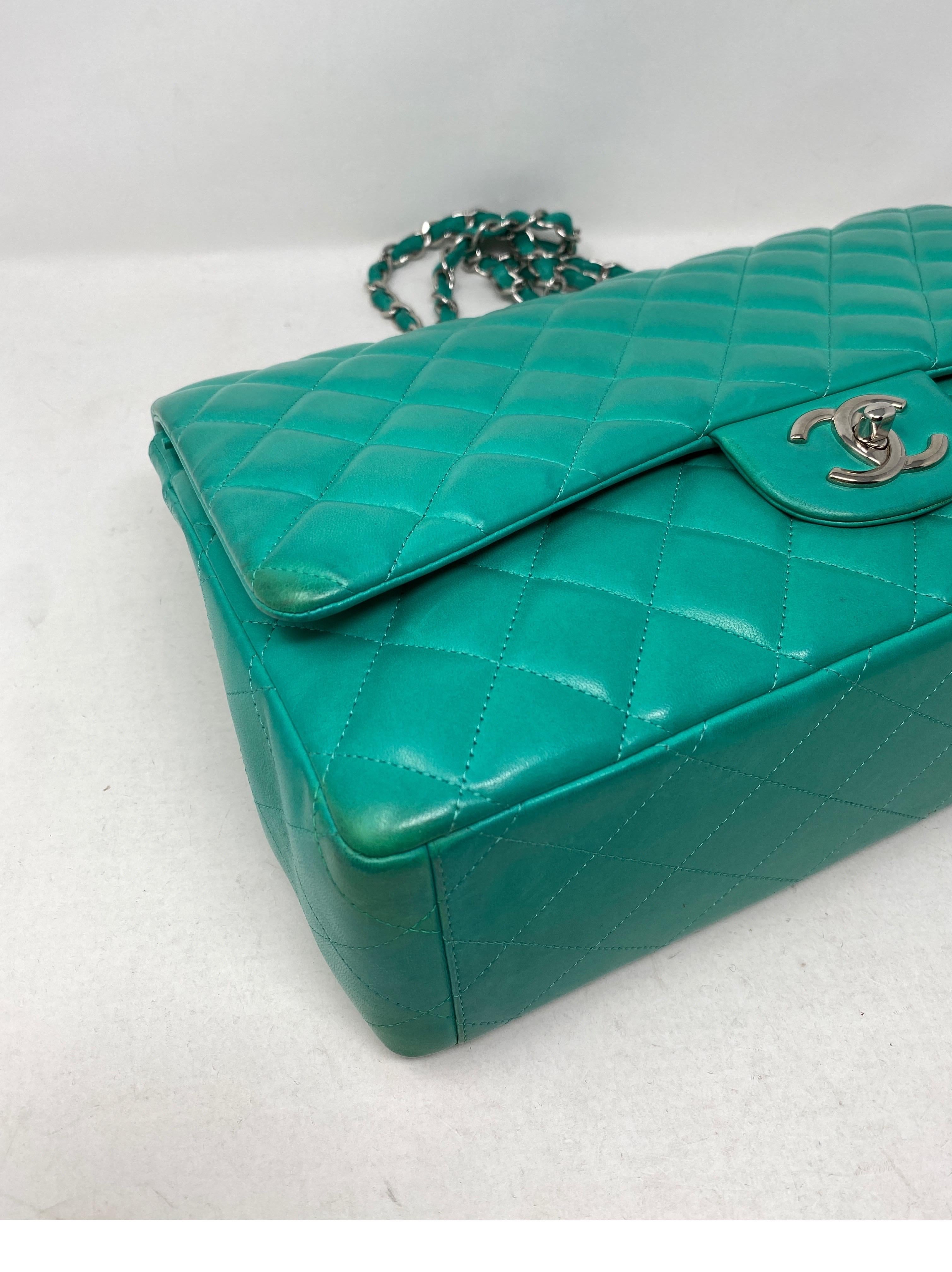 Women's or Men's Chanel Teal Maxi Double Flap Bag