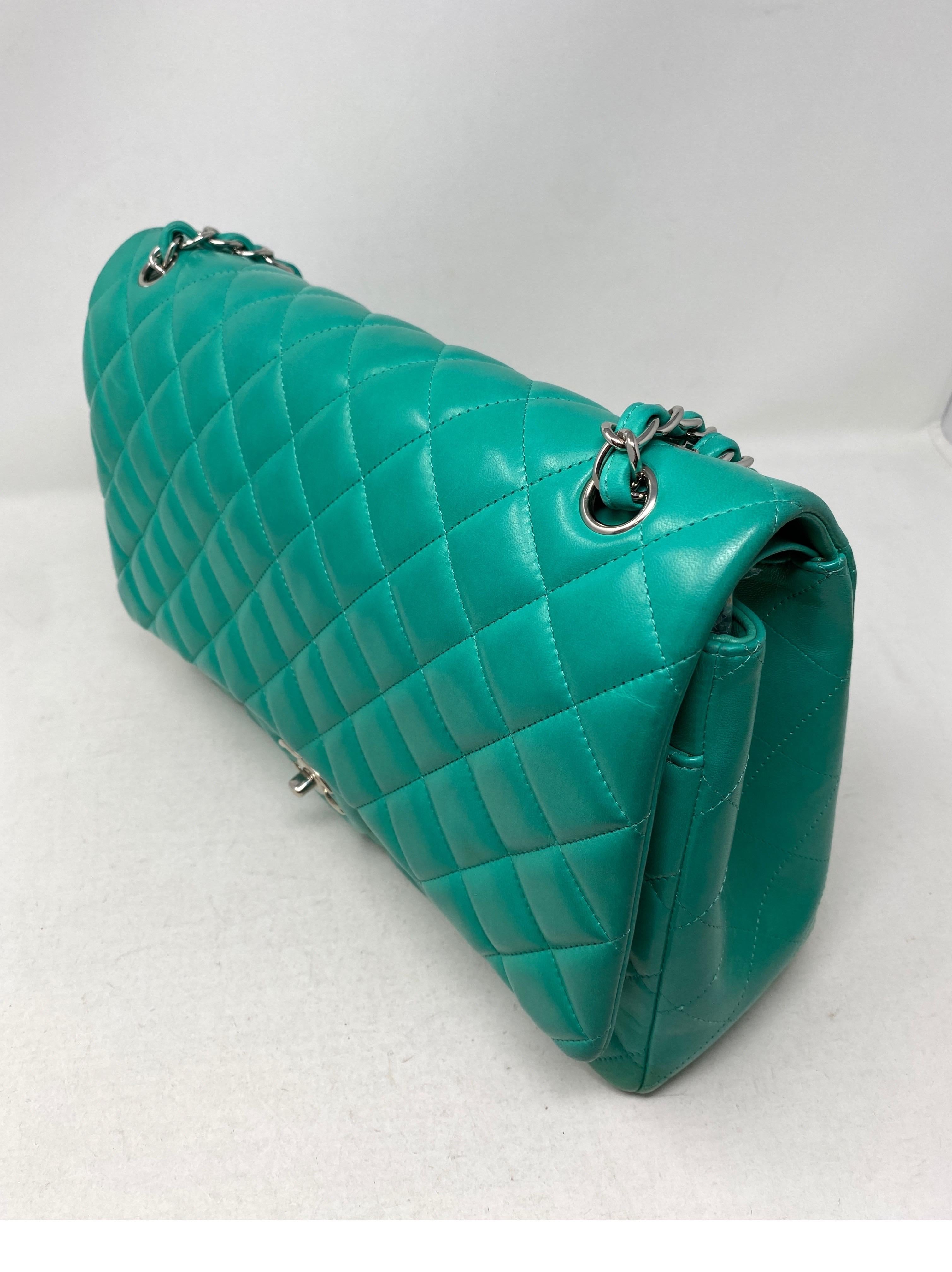 Chanel Teal Maxi Double Flap Bag 2