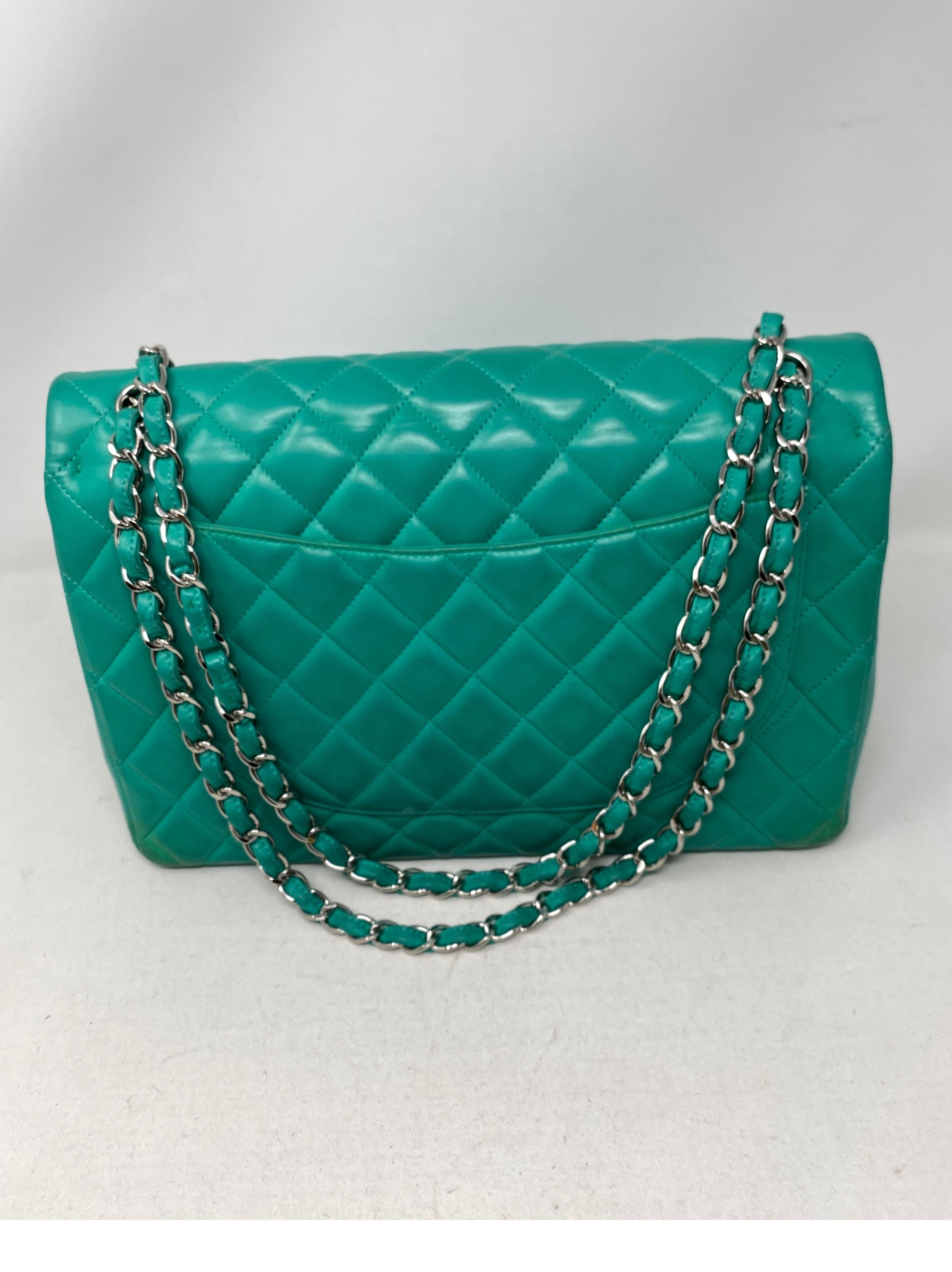Chanel Teal Maxi Double Flap Bag 3