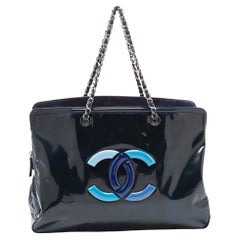 Chanel Teal Patent Leather XL Lipstick Tote
