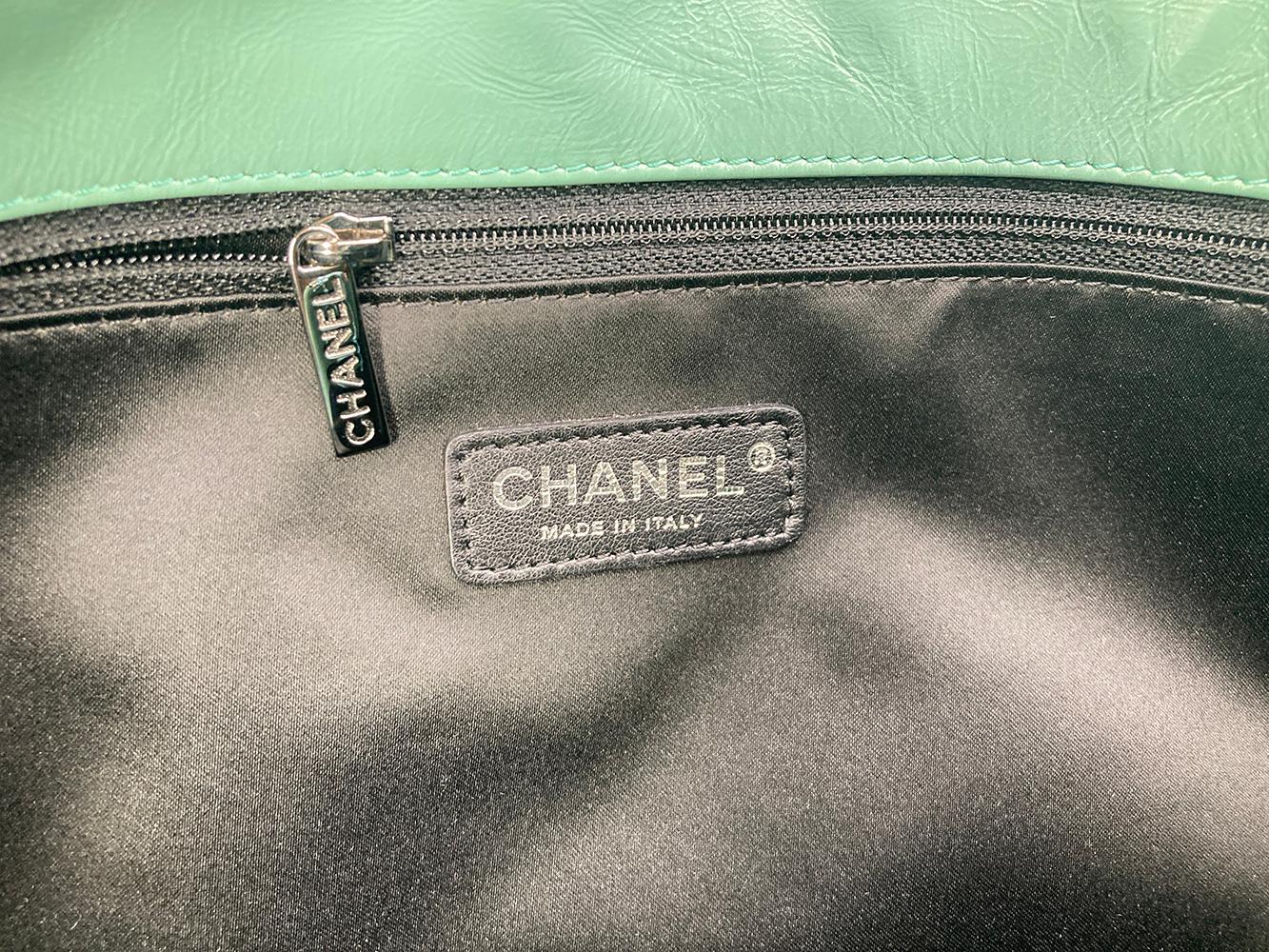 Chanel Teal Pleated Leather Soft Classic Flap 4
