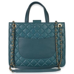 Chanel Teal Quilted Calfskin Large Business Affinity Shopping Bag