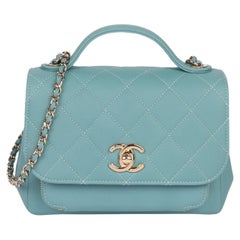 Chanel Teal Gesteppte Kaviar Leder Mini Business Affinity Klappe Tasche