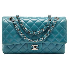 Chanel Teal Quilted Leather Medium Classic Double Flap Bag