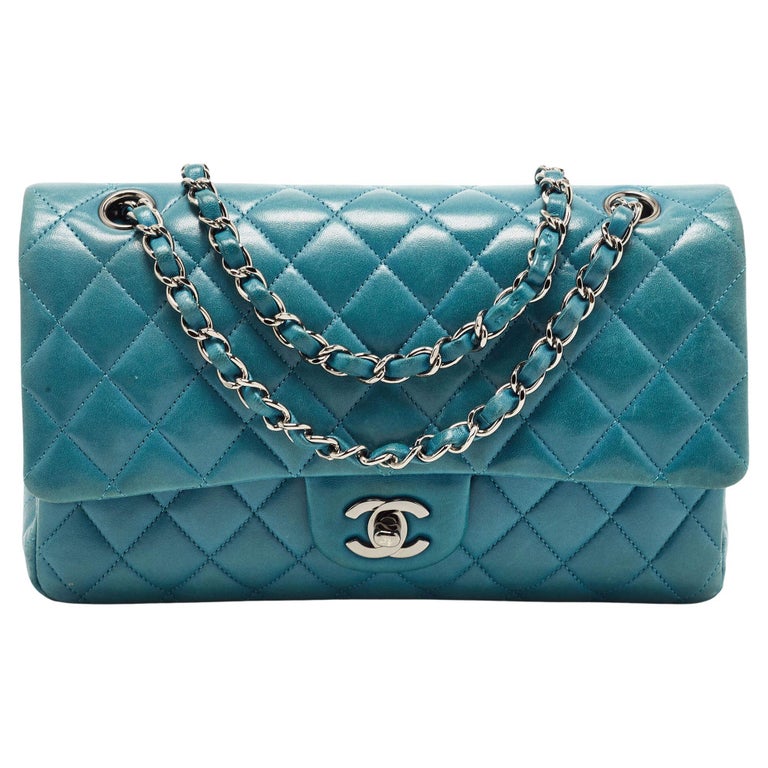 Chanel Teal Quilted Leather Medium Classic Double Flap Bag For Sale at  1stDibs