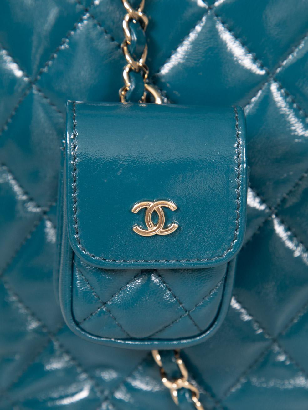 Zaino Chanel trapuntato in pelle My Pocket color verde acqua 4