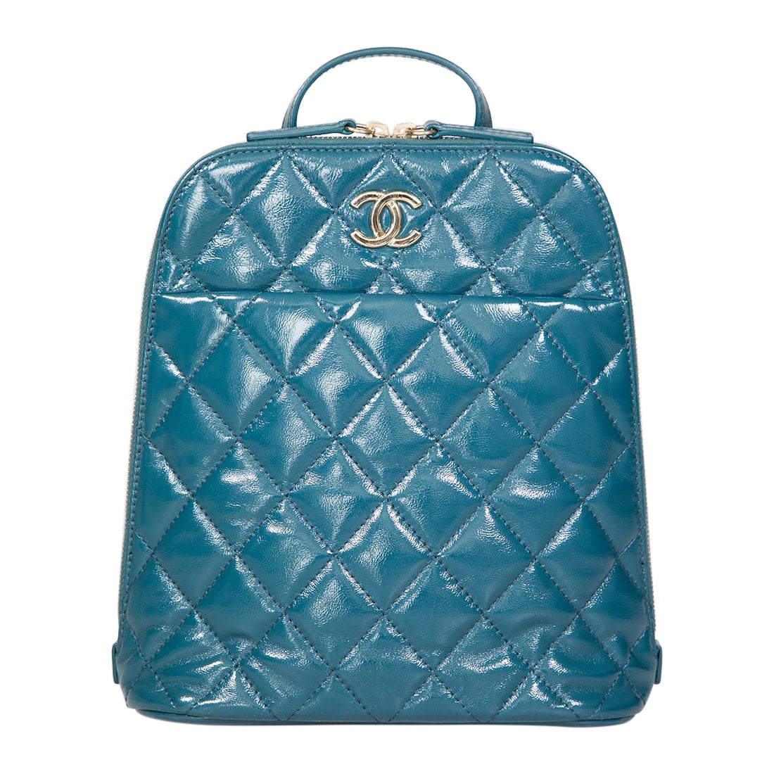 Zaino Chanel trapuntato in pelle My Pocket color verde acqua