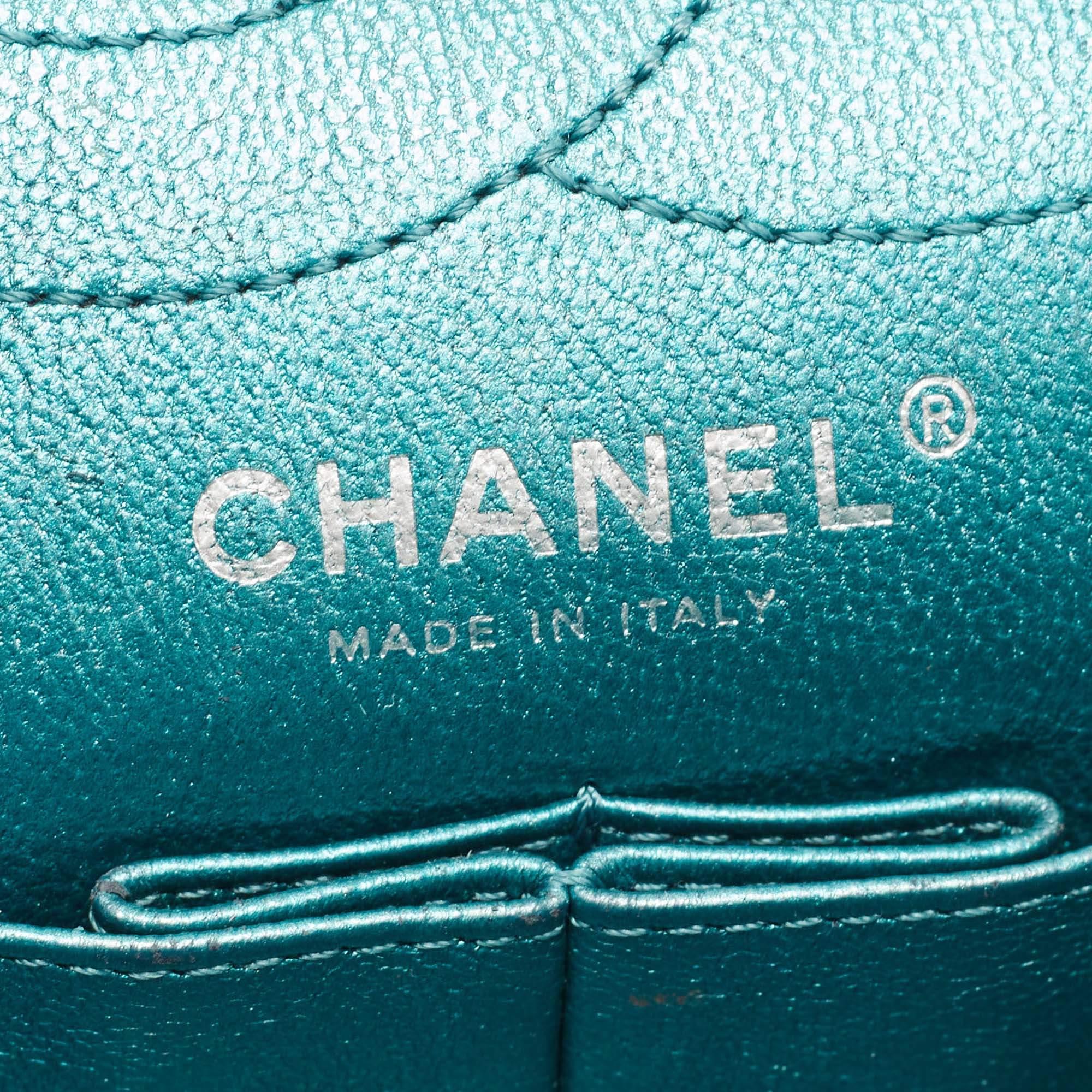 Chanel Teal Quilted Leather Reissue 2.55 Classic 225 Flap Bag 9