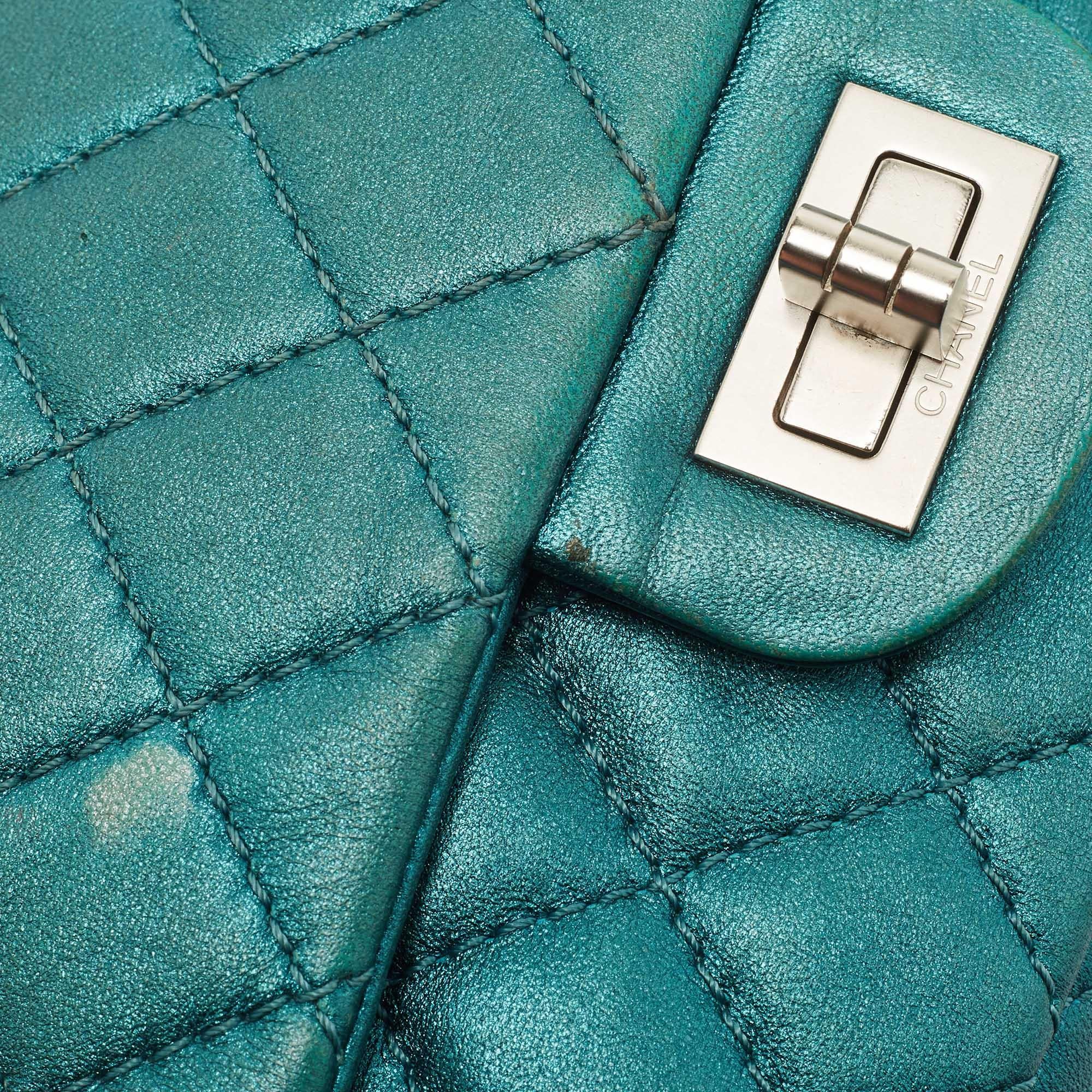 Chanel Teal Quilted Leather Reissue 2.55 Classic 225 Flap Bag 2