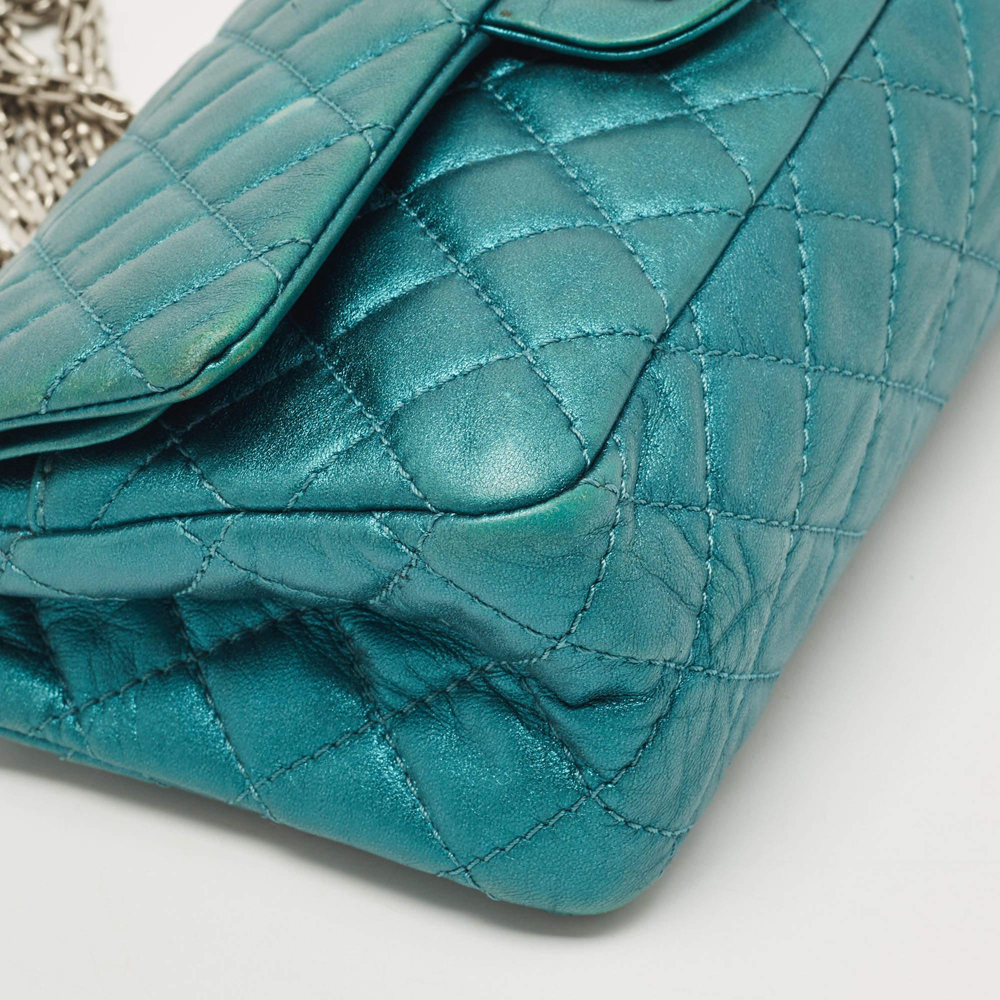 Chanel Teal Quilted Leather Reissue 2.55 Classic 225 Flap Bag 4