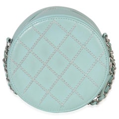Chanel Teal Ultimate Stitch Lambskin Round Clutch On Chain