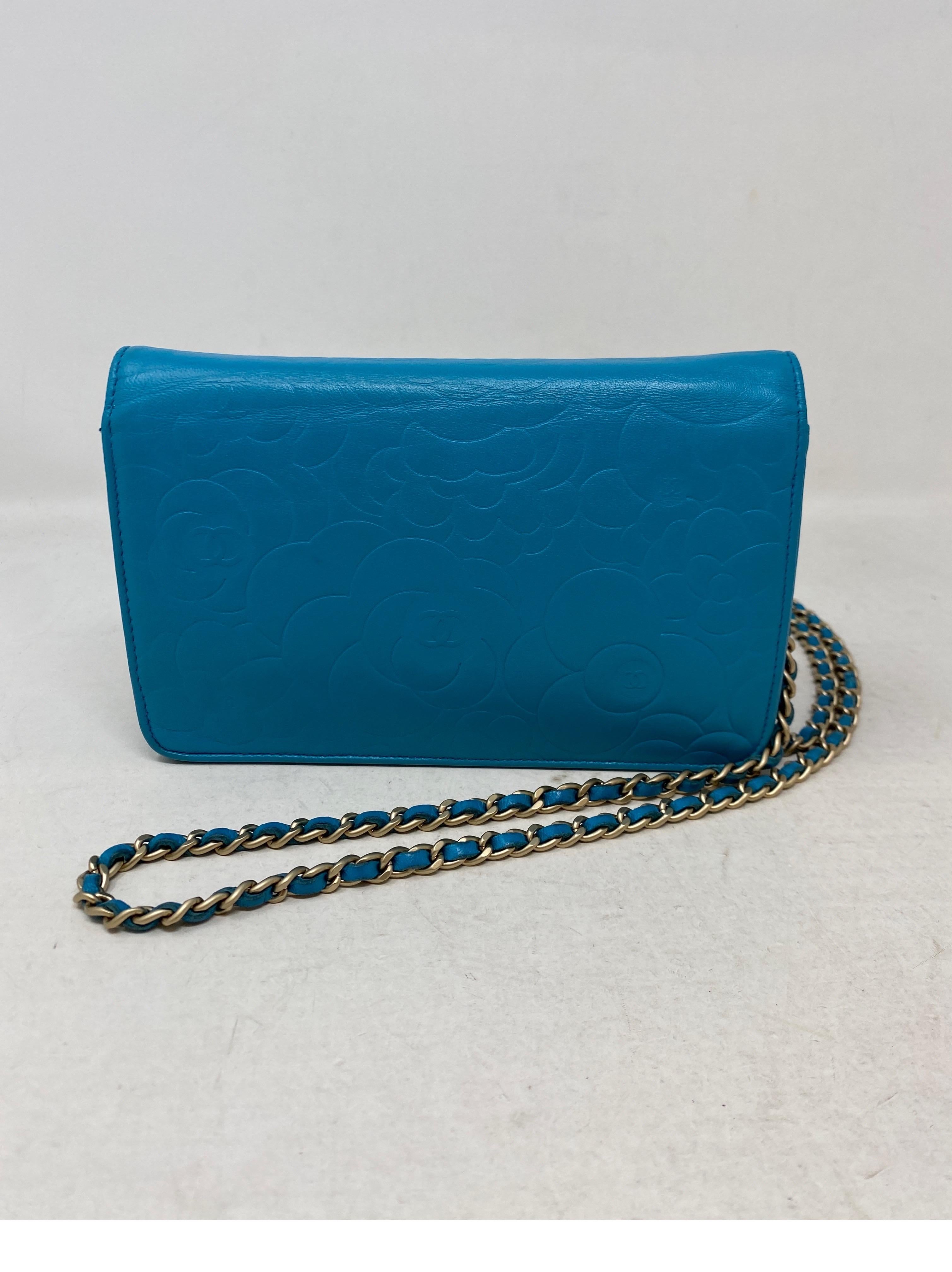 Chanel Teal Wallet On A Chain Bag  8