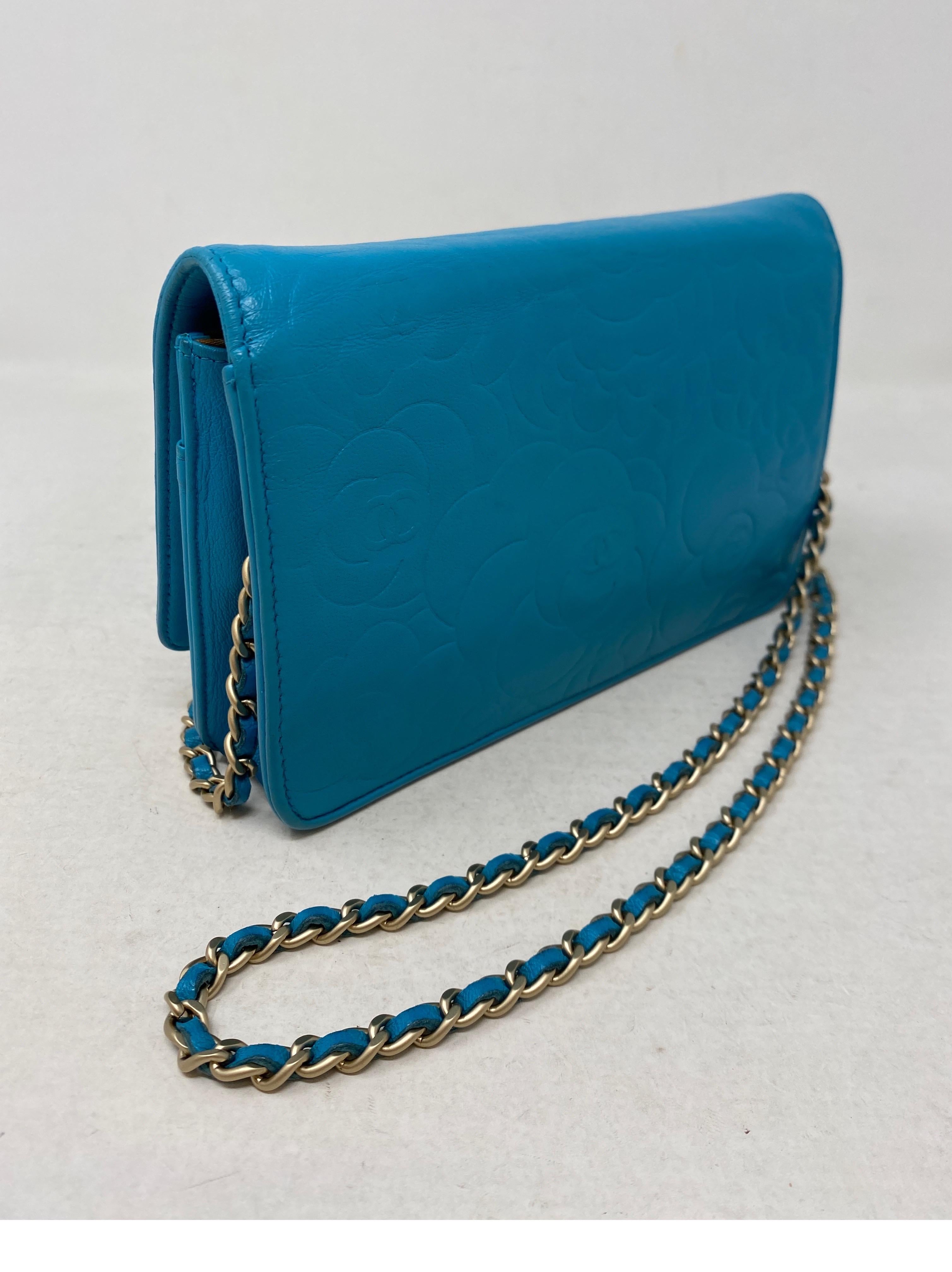 Chanel Teal Wallet On A Chain Bag  9