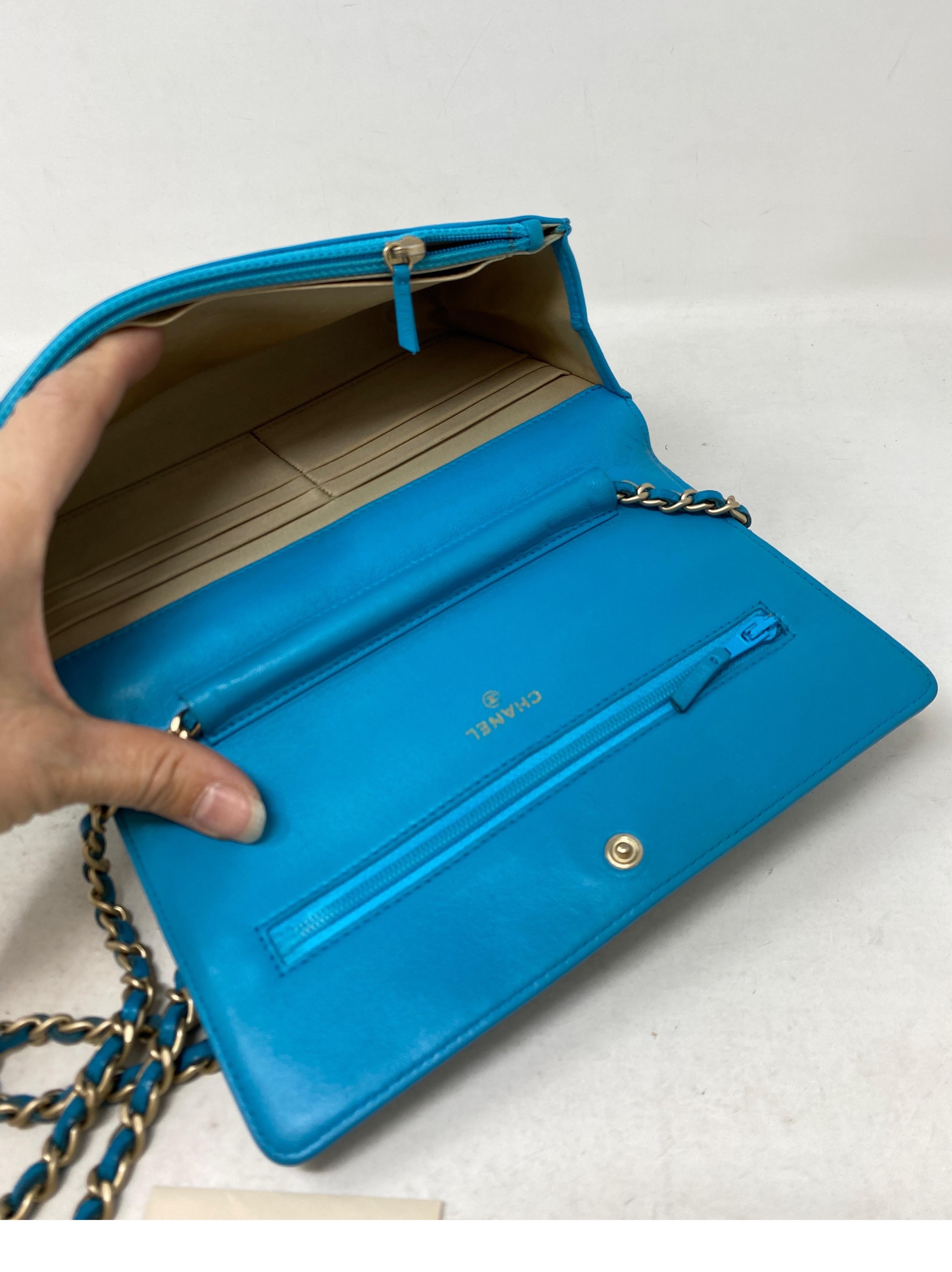 Chanel Teal Wallet On A Chain Bag  10