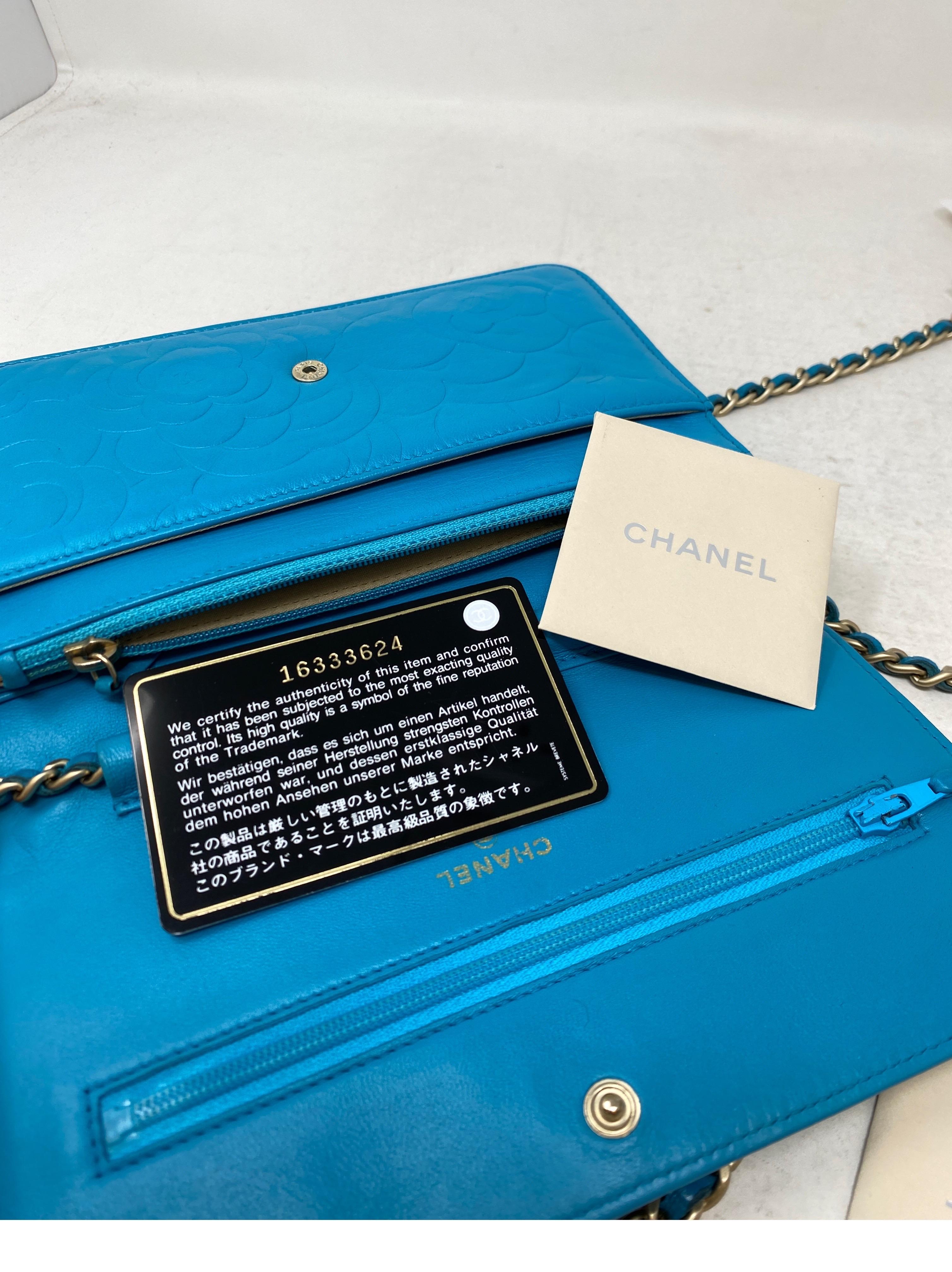 Chanel Teal Wallet On A Chain Bag  14
