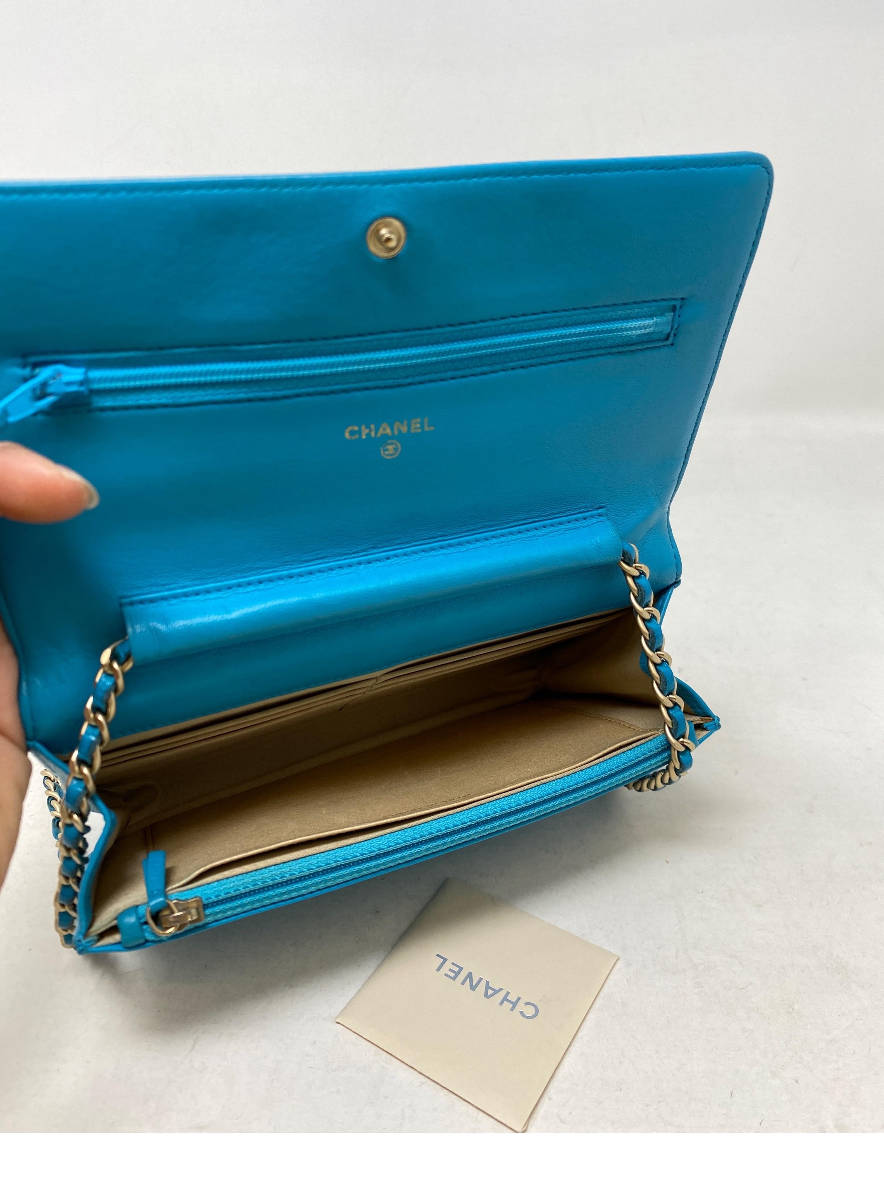 Chanel Teal Wallet On A Chain Bag  15