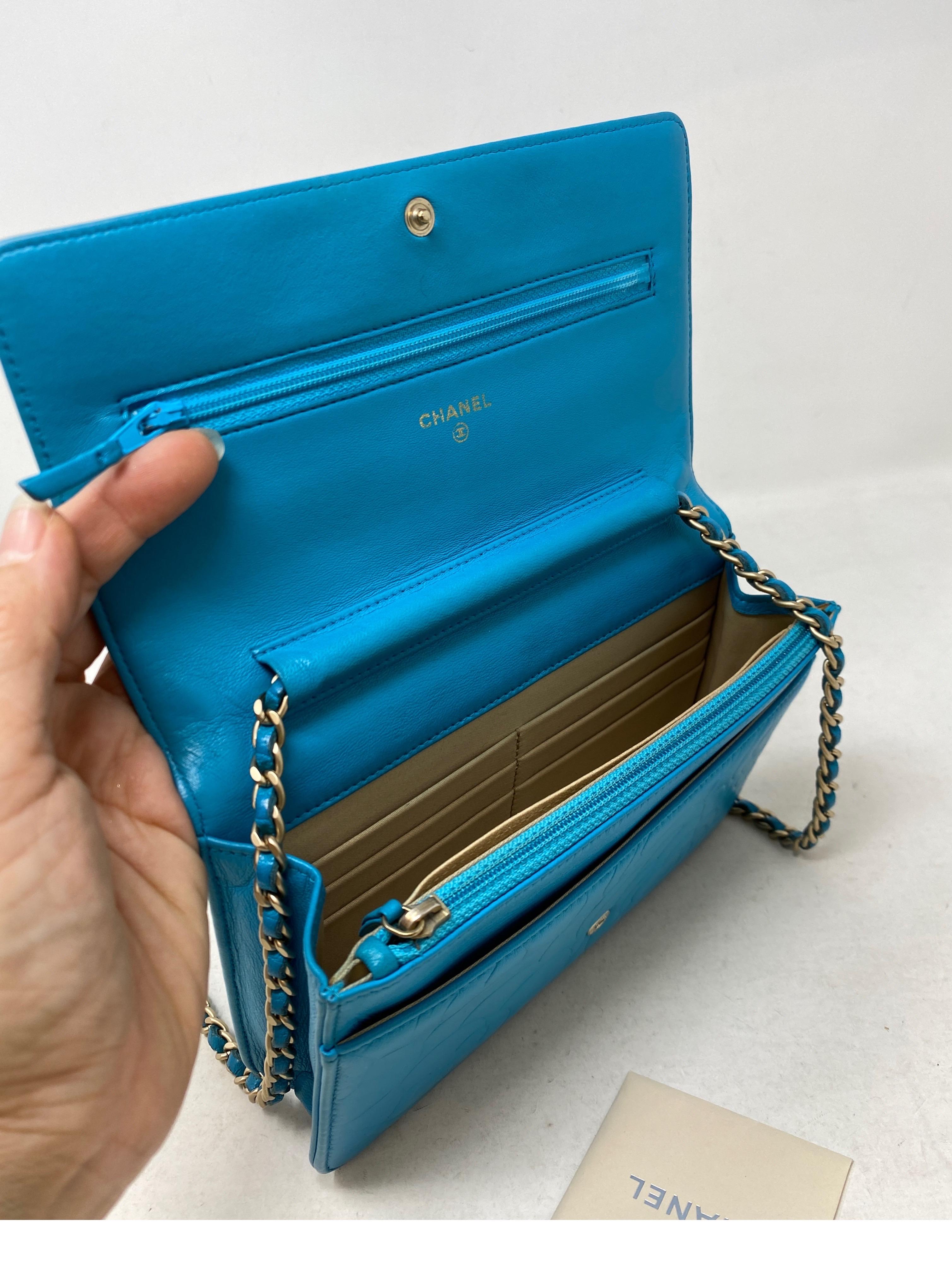 Chanel Teal Wallet On A Chain Bag  16