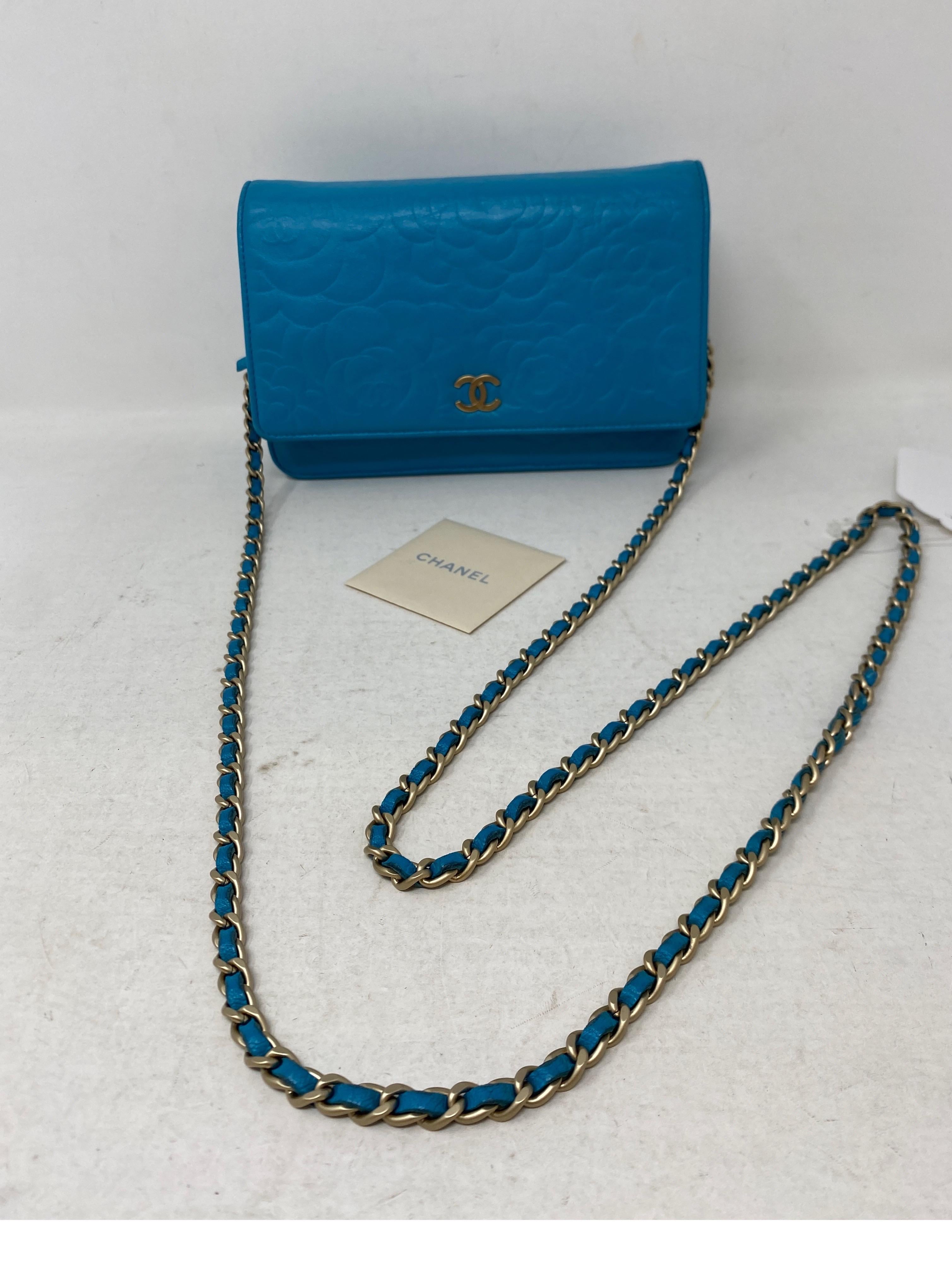 Chanel Teal Wallet On A Chain Bag  4