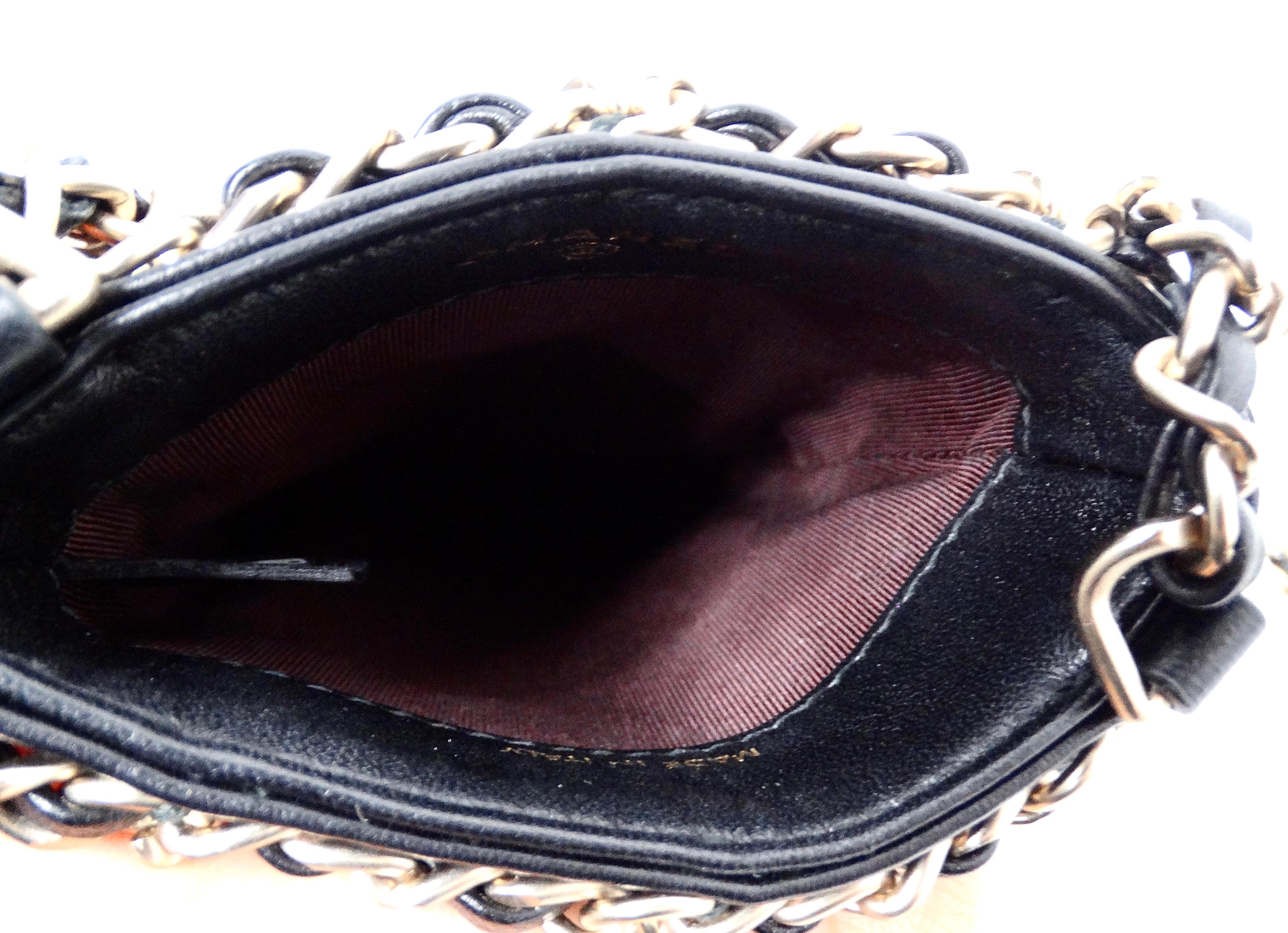 Chanel Tech Me Out Schwarz Lammfell Leder Clutch mit Kette 2020 im Angebot 2