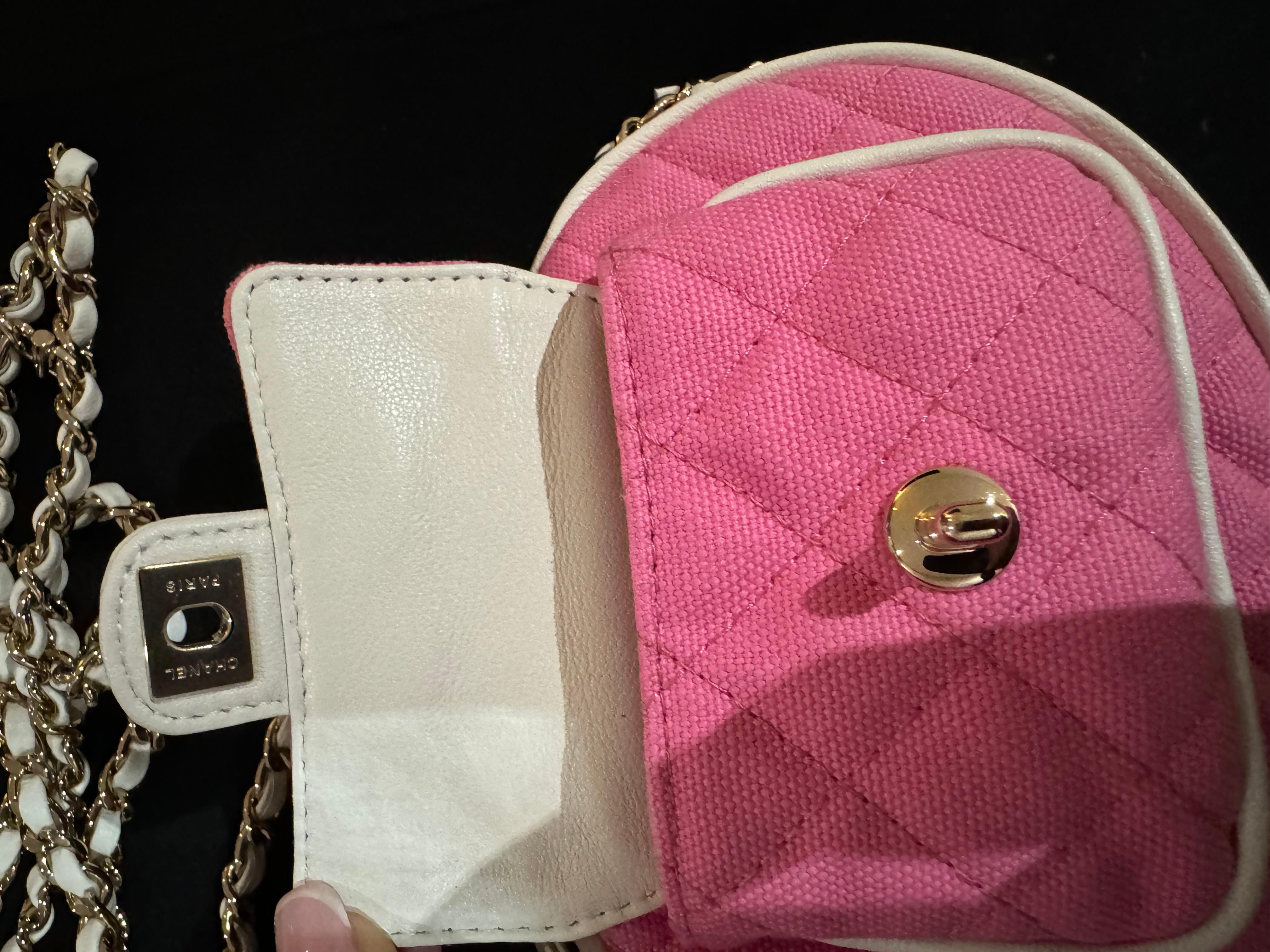 Chanel Tennis bag Barbie Pink and White  Racket Mirror Handbag Bag Runway For Sale 2