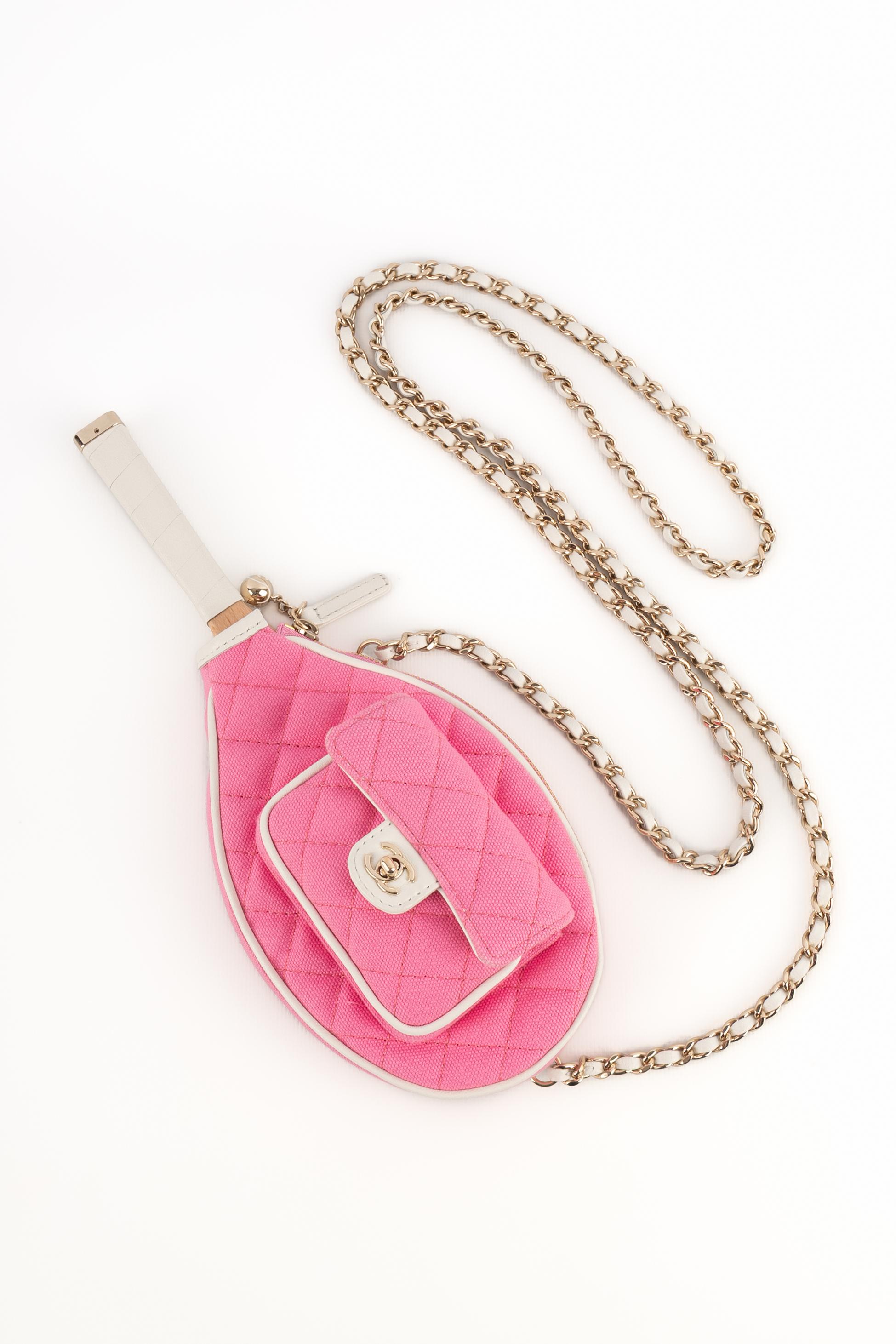 Pink Chanel tennis bag 'mini mirror racket' Cruise 2023 For Sale