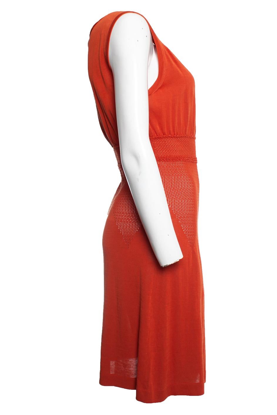 Red Chanel, Terra colored set of dress with cardigan For Sale