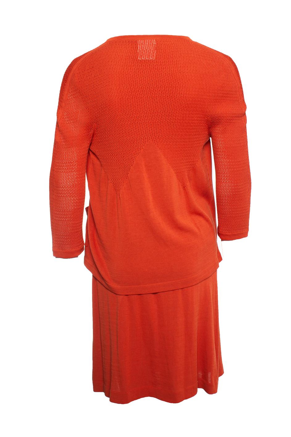 Women's Chanel, Terra colored set of dress with cardigan For Sale
