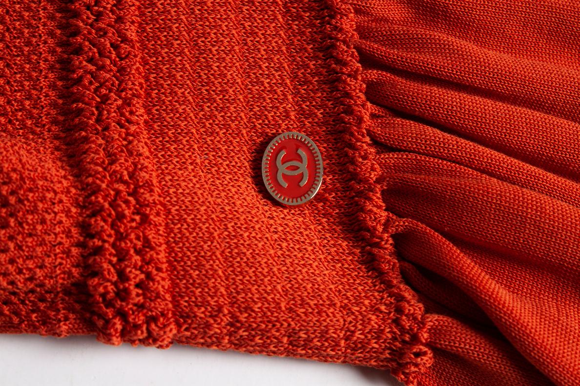 Chanel, Terra colored set of dress with cardigan For Sale 4