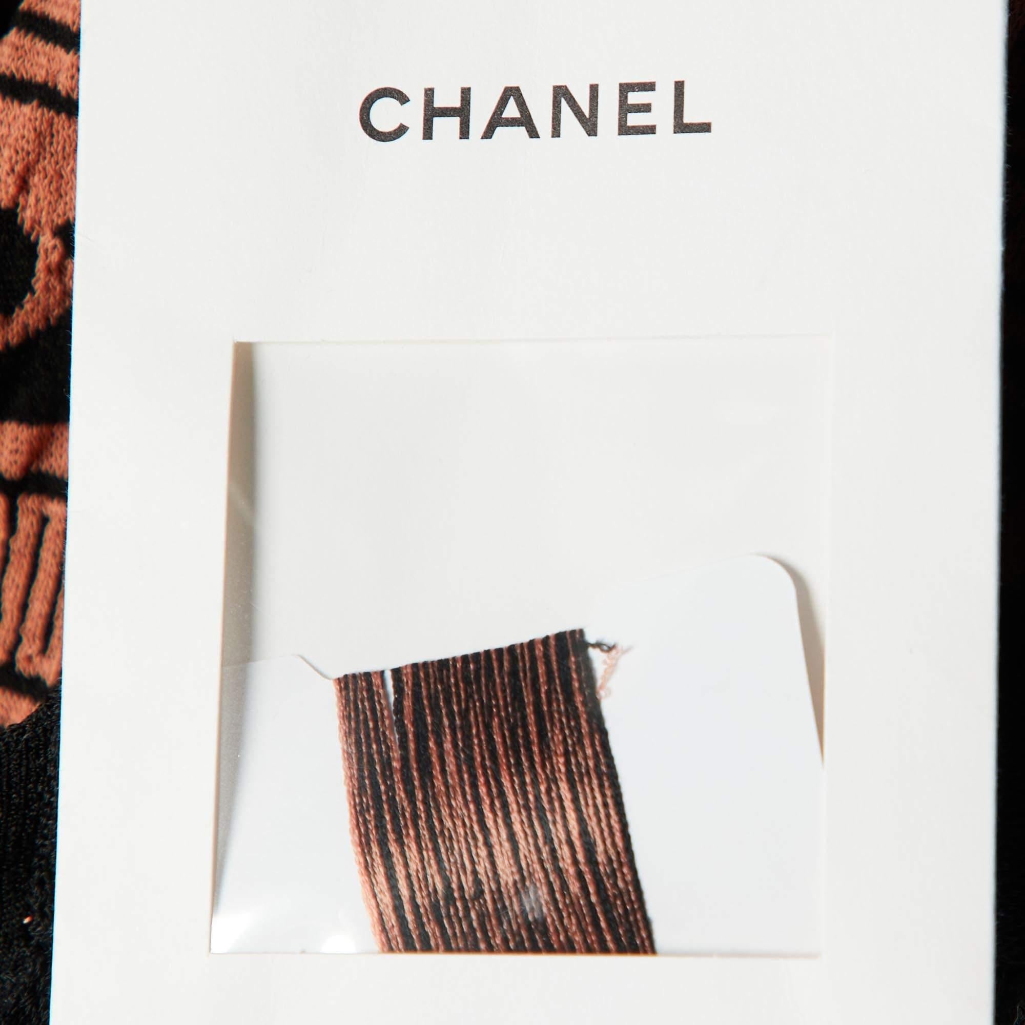 Women's Chanel Terracotta & Black Knit Antique Grecian Intarsia Knit Maxi Dress M