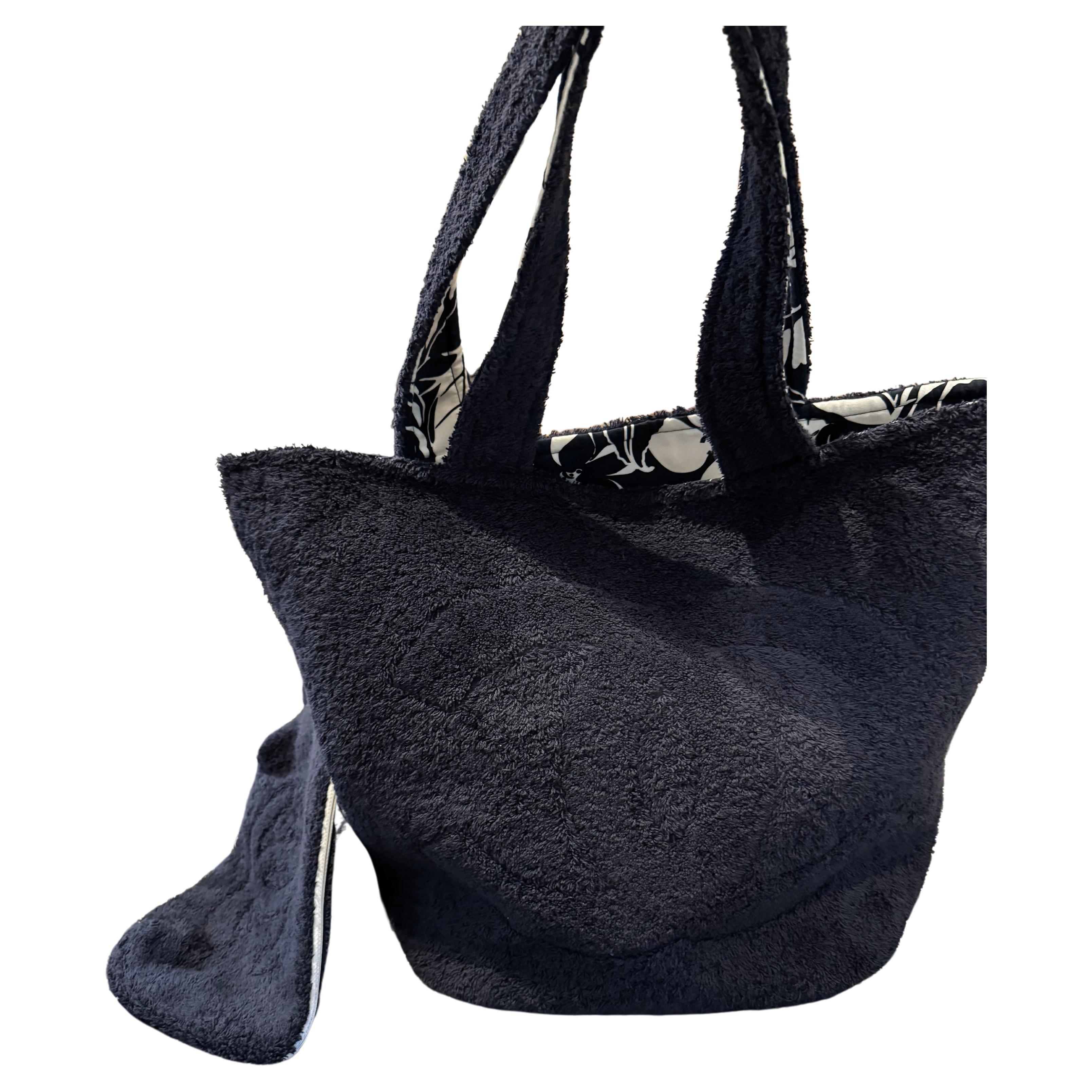 Chanel terry cc tote bag with towel and pouch For Sale