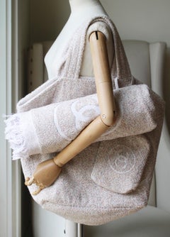 Chanel - Ensemble sac de plage et serviette en coton éponge