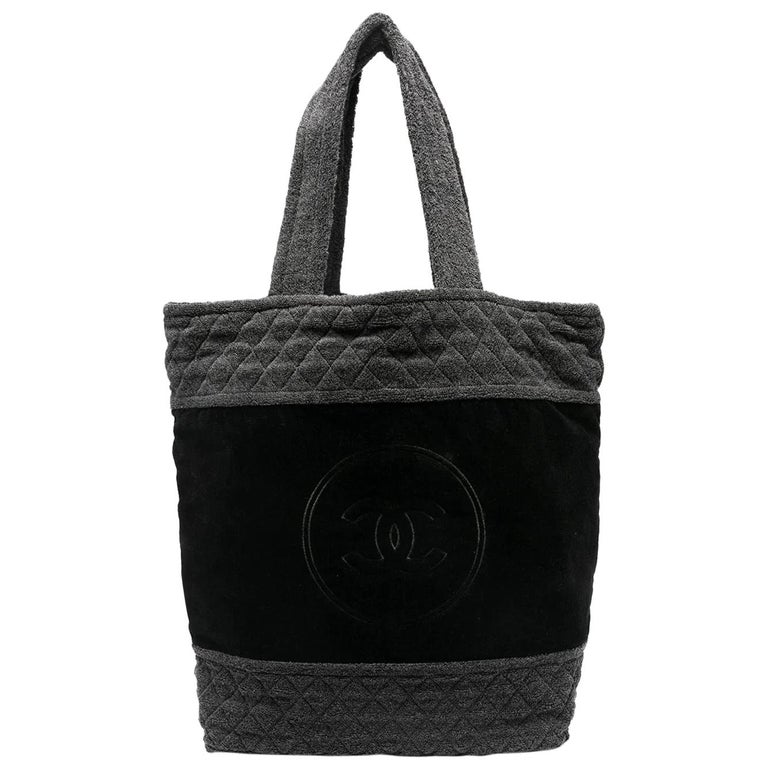Chanel Terry Cloth Large Beach Tote Black with Gold Hardware - Luxury In  Reach