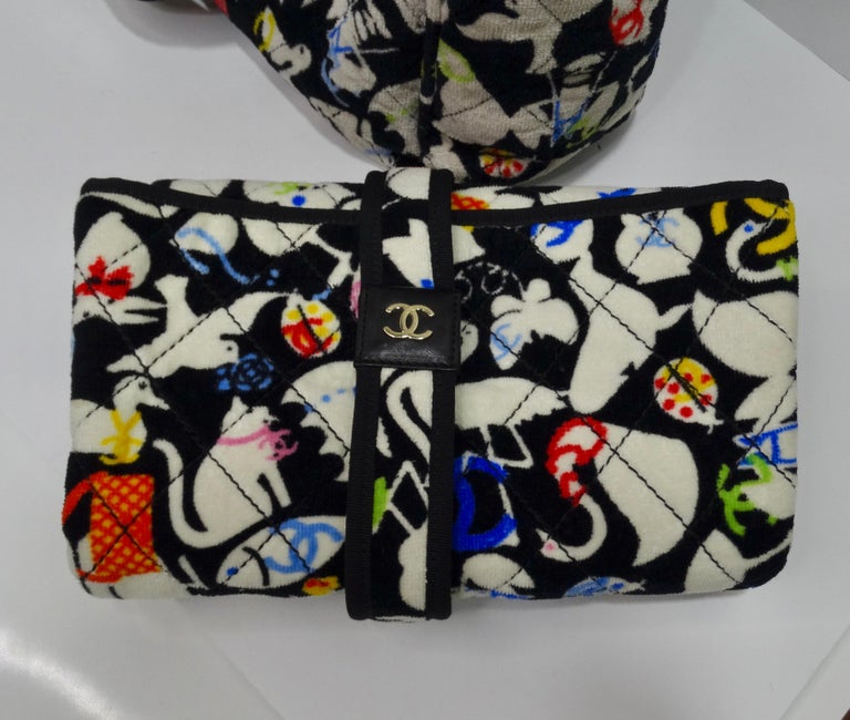 Chanel Terry Cotton Baby Animal Printed Diaper Bag & Pad