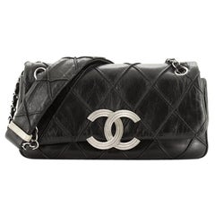 Chanel Textured CC Clasp Flap Bag Quilted Leather Medium