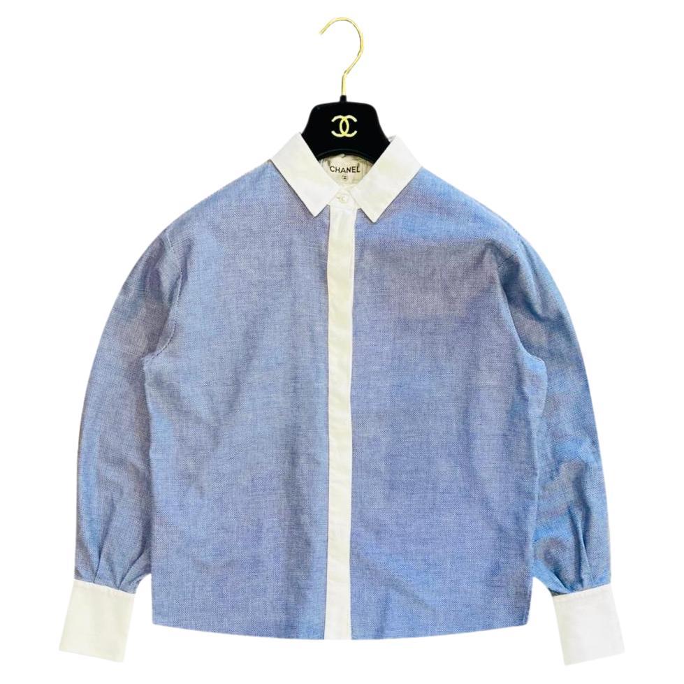 Chanel Textured Cotton Shirt For Sale