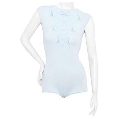 Chanel Blauer Bodysuit aus strukturiertem Strick (ca. 2000er Jahre)