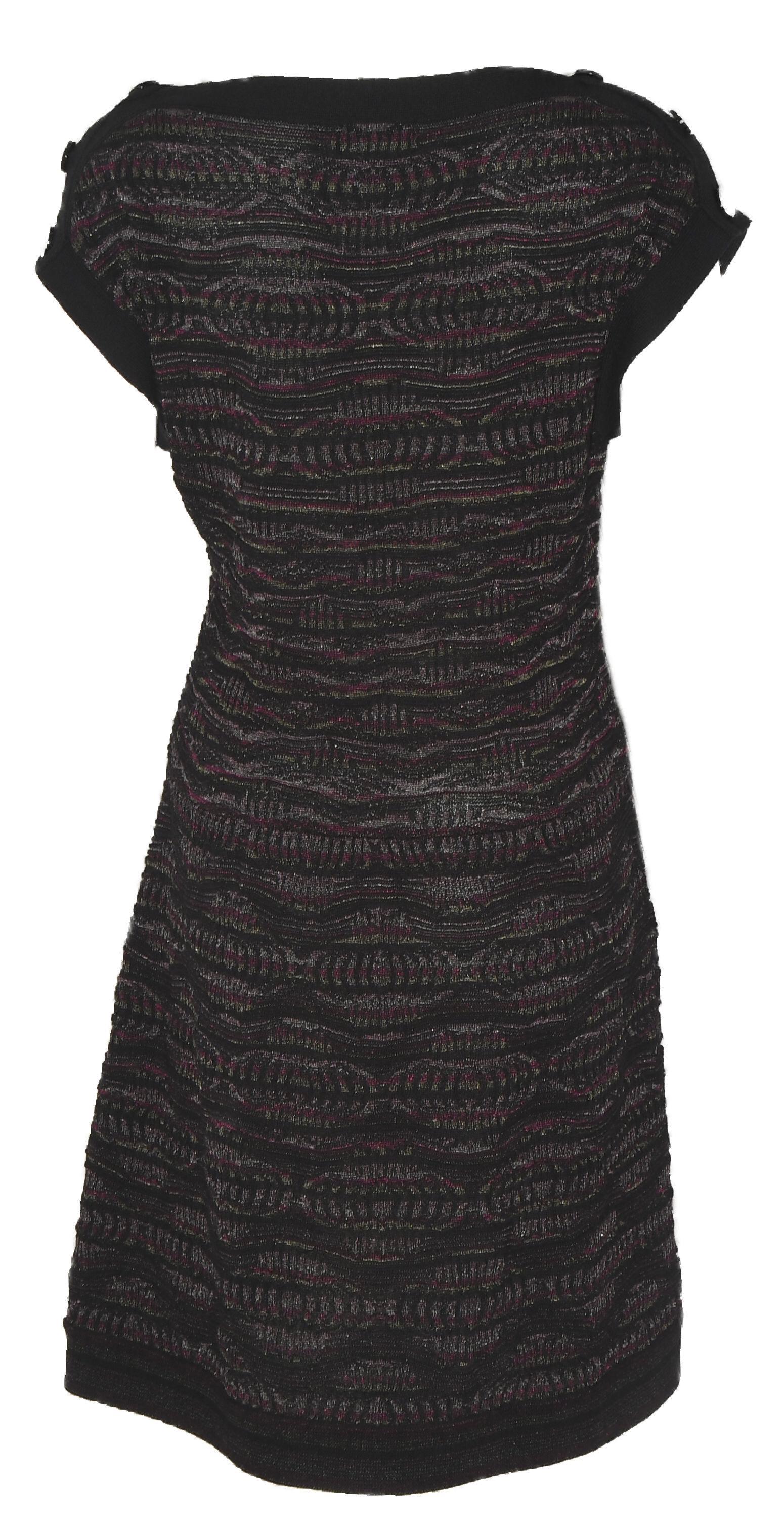 Chanel Textured Knit Dress Black/Purple/Silver Throughout  In Excellent Condition For Sale In Palm Beach, FL