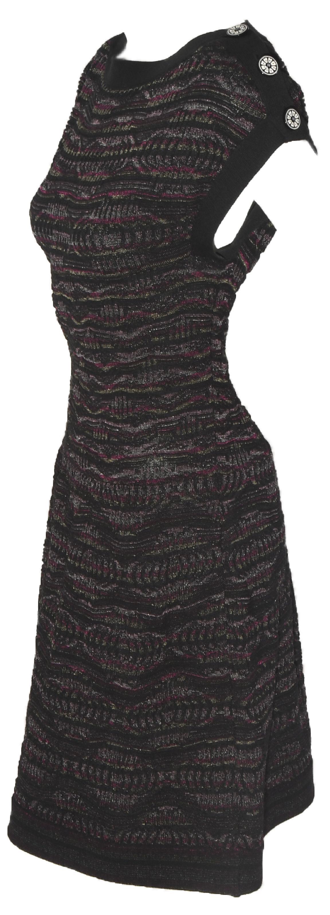 Women's Chanel Textured Knit Dress Black/Purple/Silver Throughout  For Sale