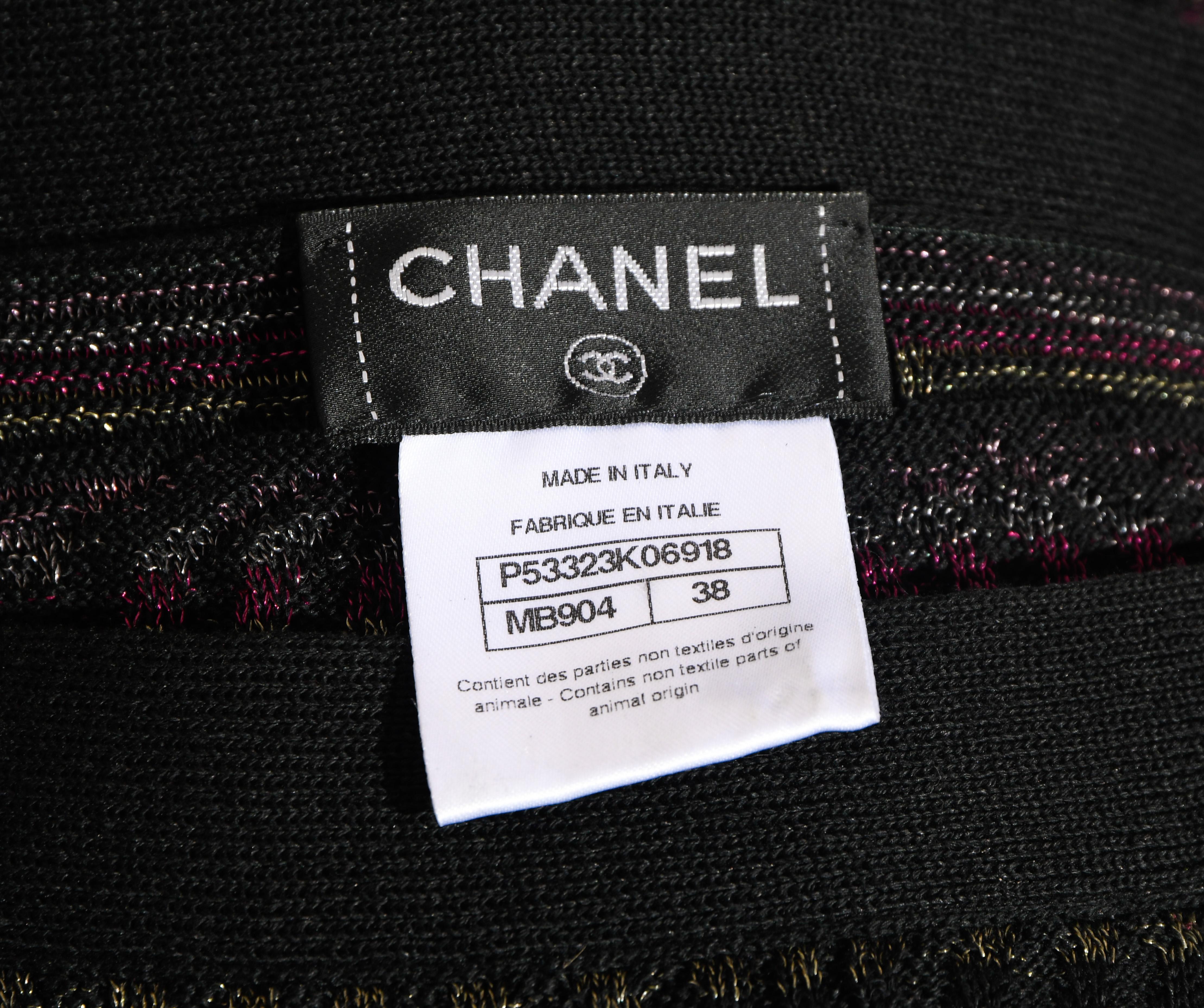 Chanel Textured Knit Dress Black/Purple/Silver Throughout  For Sale 1