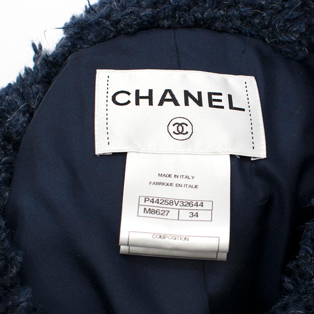 Chanel textured-lapel blue tweed jacket 34 1